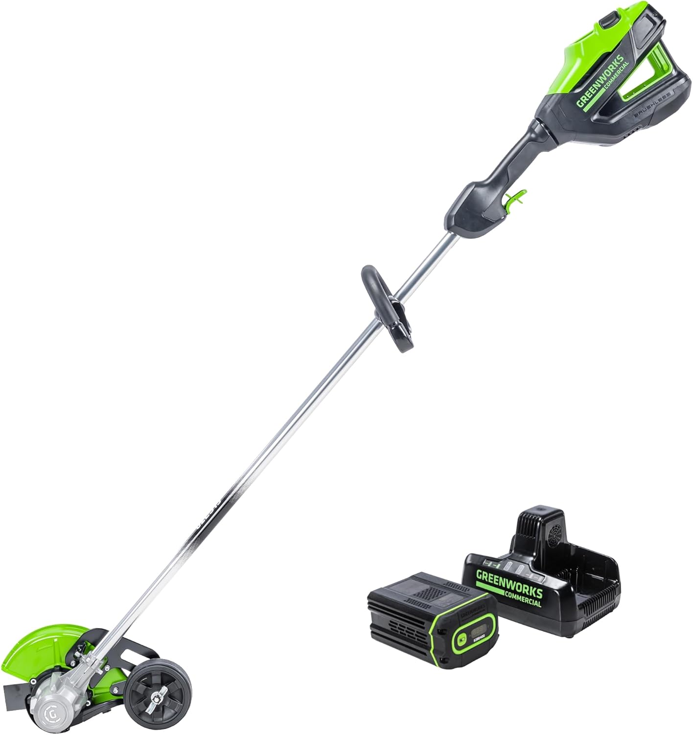 Greenworks 82ES15-4DP 82V 8 Brushless Cordless Edger, 4.0Ah Batttery and Dual Port Rapid Charger Included Greenworks 82ES15-4DP 82V 8" Brushless Cordless Edger, 4.0Ah Batttery and Dual Port Rapid Charger Included