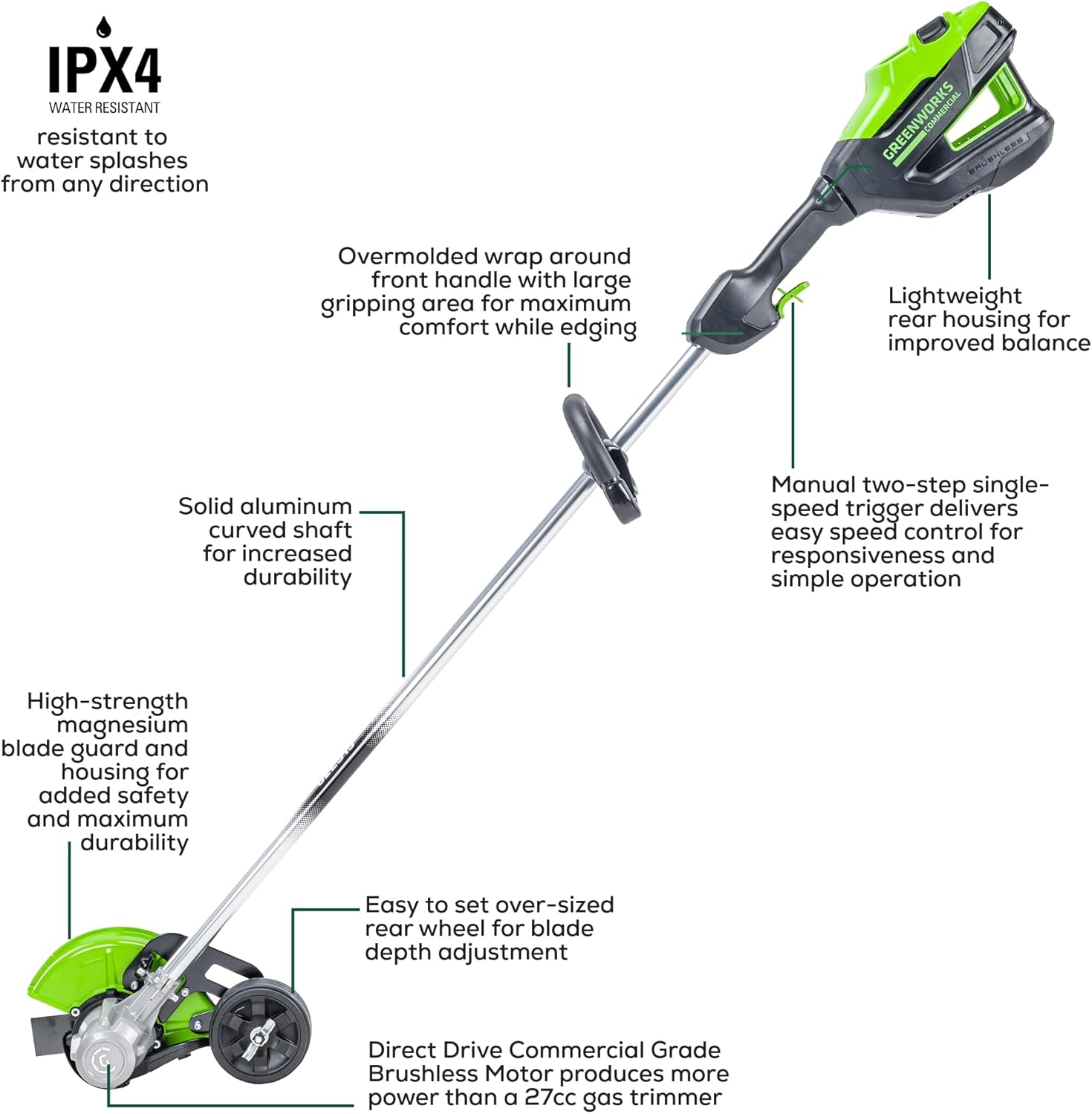 Greenworks 82ES15-4DP 82V 8 Brushless Cordless Edger, 4.0Ah Batttery and Dual Port Rapid Charger Included2