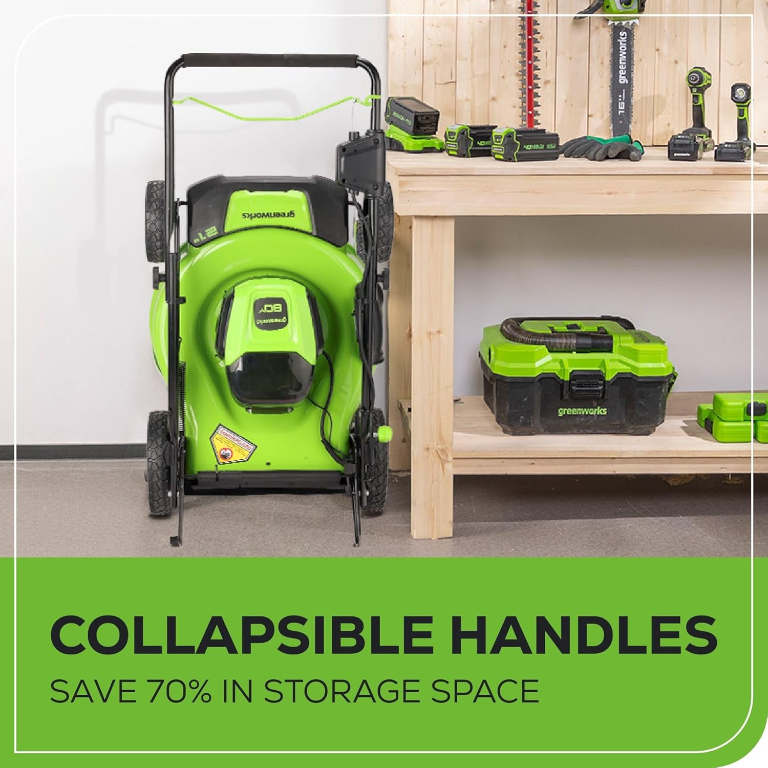 Greenworks GLM801602 80V 21 Brushless Cordless (Push) Lawn Mower (75+ Compatible Tools), (2) 2.0Ah Batteries and 30 Minute Rapid Charger Included11