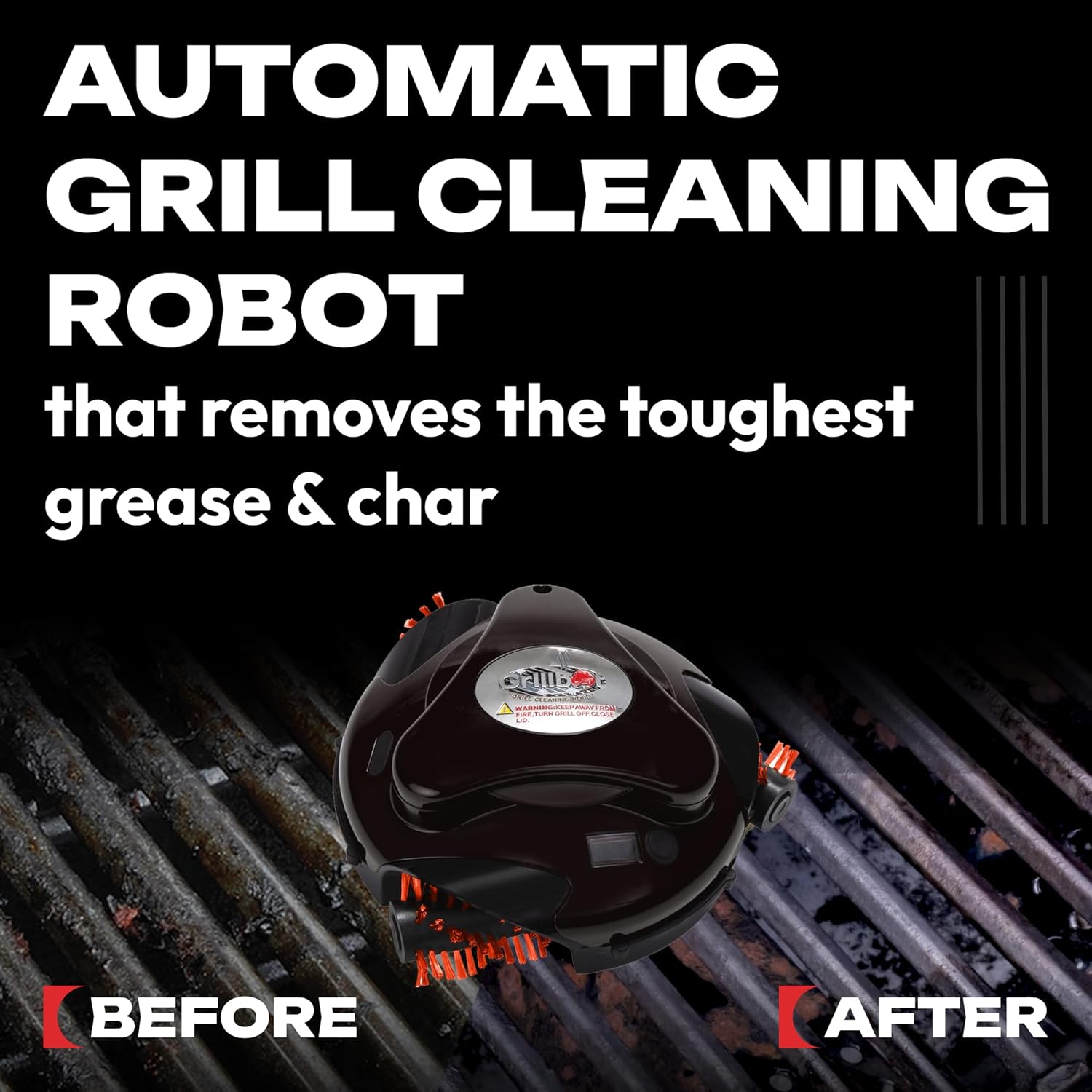 Grillbot Automatic Grill Cleaning Robot with Nylon Brushes, BBQ Grill Cleaner, Grill Brush, Grill Scraper, BBQ Accessories (Red Grillbot + Carry Case)3