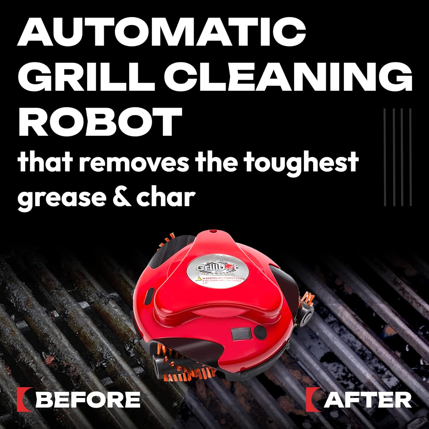 Grillbot Automatic Grill Cleaning Robot with Nylon Brushes, BBQ Grill Cleaner, Grill Brush, Grill Scraper, BBQ Accessories (Red Grillbot)`