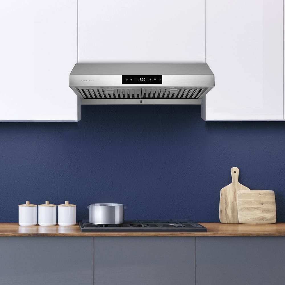 HAUSLANE UC-PS18SS-30 30 in. Ducted Under Cabinet Range Hood with 3-Way Venting Changeable LED Powerful Suction in Stainless Steel1