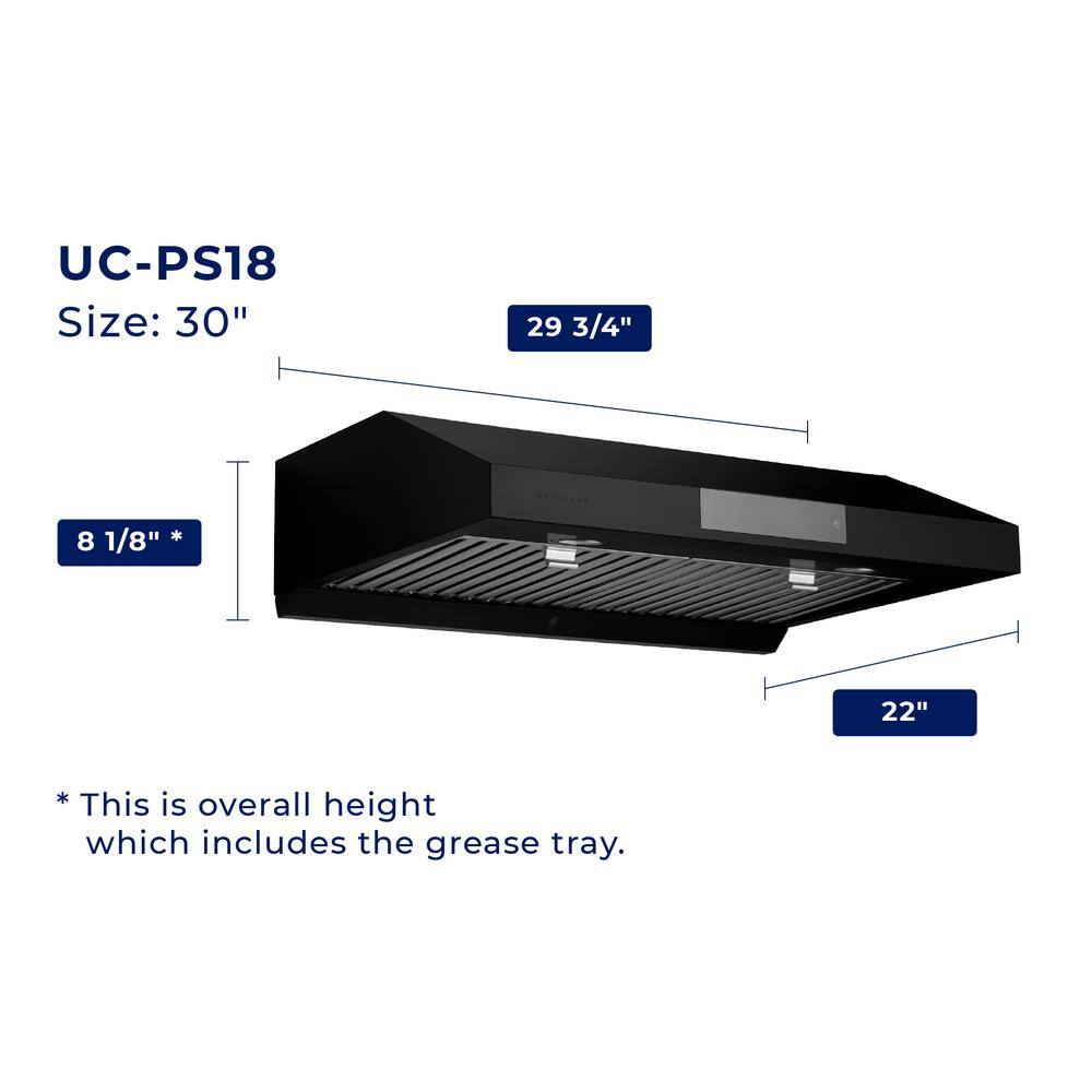 HAUSLANE UC-PS18SS-30 30 in. Ducted Under Cabinet Range Hood with 3-Way Venting Changeable LED Powerful Suction in Stainless Steel2