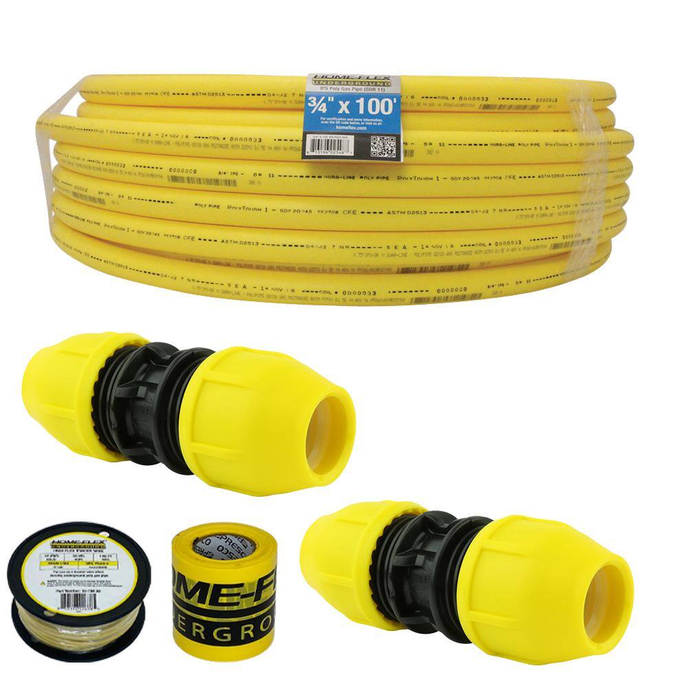 HOME-FLEX 18-42919-007 Underground 3 4in IPS Extension Kit (1)3 4in x 100 ft. Pipe, (2)3 4in Couplers, Gas Line Detection HOME-FLEX 18-42919-007 Underground 3/4in IPS Extension Kit (1)3/4in x 100 ft. Pipe, (2)3/4in Couplers, Gas Line Detection
