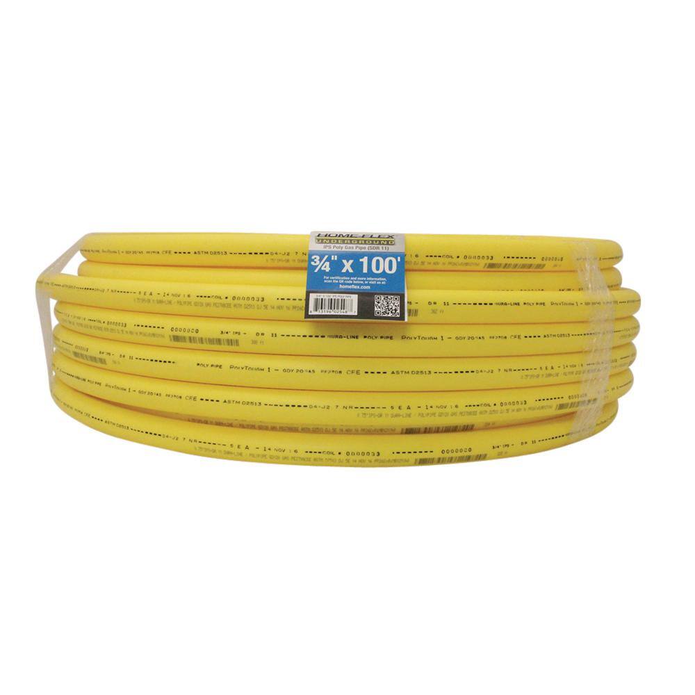 HOME-FLEX 18-42919-007 Underground 3 4in IPS Extension Kit (1)3 4in x 100 ft. Pipe, (2)3 4in Couplers, Gas Line Detection1