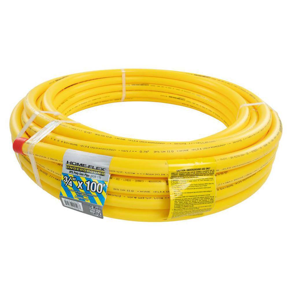 HOME-FLEX 19-0711100 3 4 in. IPS x 100 ft. DR 11 Underground Yellow Polyethylene Gas Pipe3