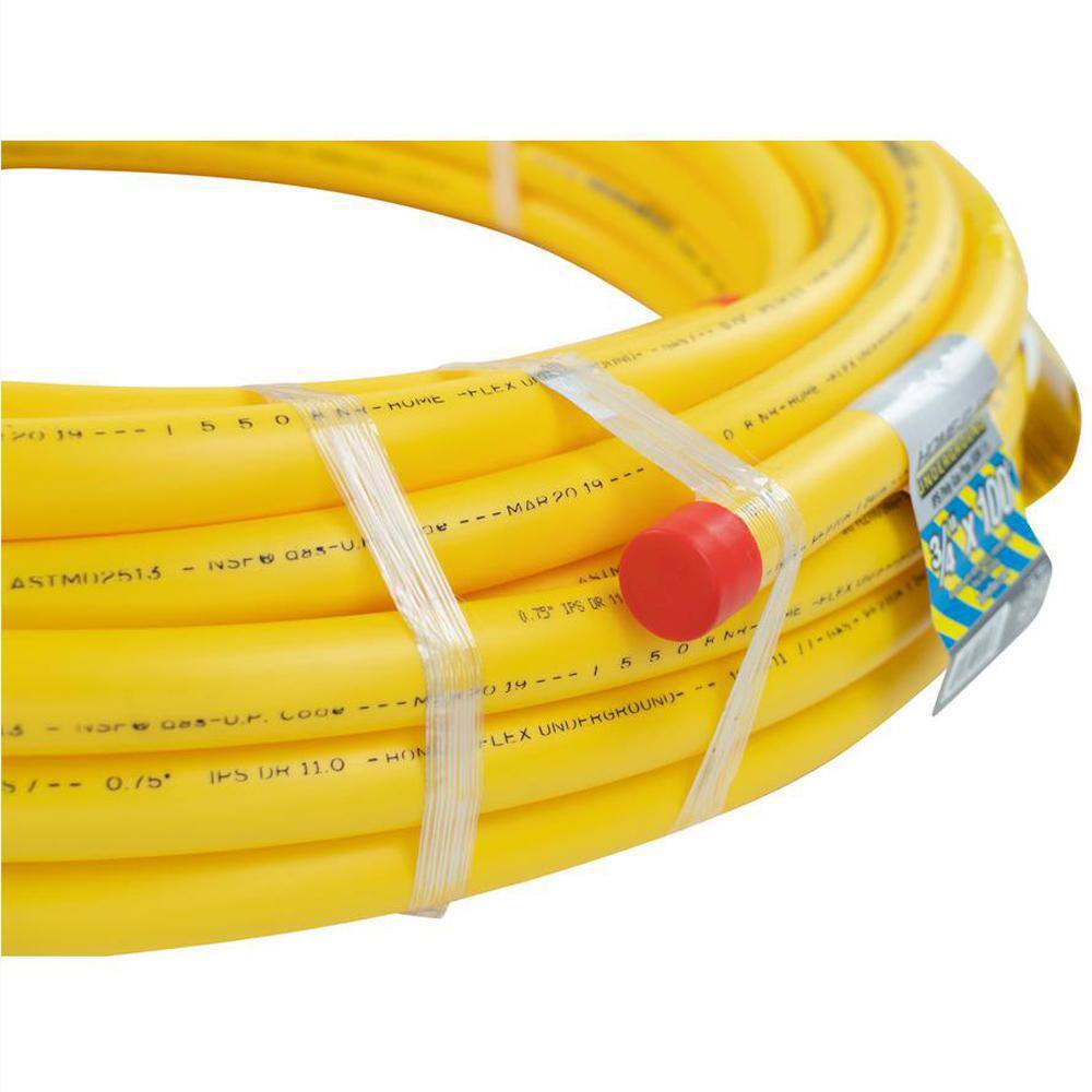 HOME-FLEX 19-0711100 3 4 in. IPS x 100 ft. DR 11 Underground Yellow Polyethylene Gas Pipe4