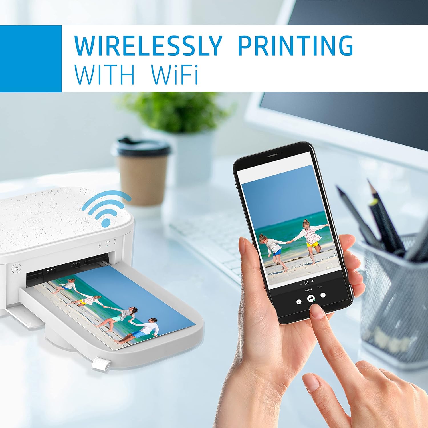 HP Sprocket Studio Plus 4x6 Wireless Instant Photo Printer – Wi-Fi, Premium Dye Sublimation, Compact - Prints Vibrant Color Pictures from iOS & Android Devices - Editing App for Fun, Creative Photos1