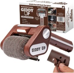 HorsePower Giddy Up Grill Cleaner AS-SEEN-ON-TV! – Cordless, Rechargeable BBQ Tool with 350 RPM Stainless Roller, LED Light – Patents Pending – From BulbHead, a Family-Owned American Brand
