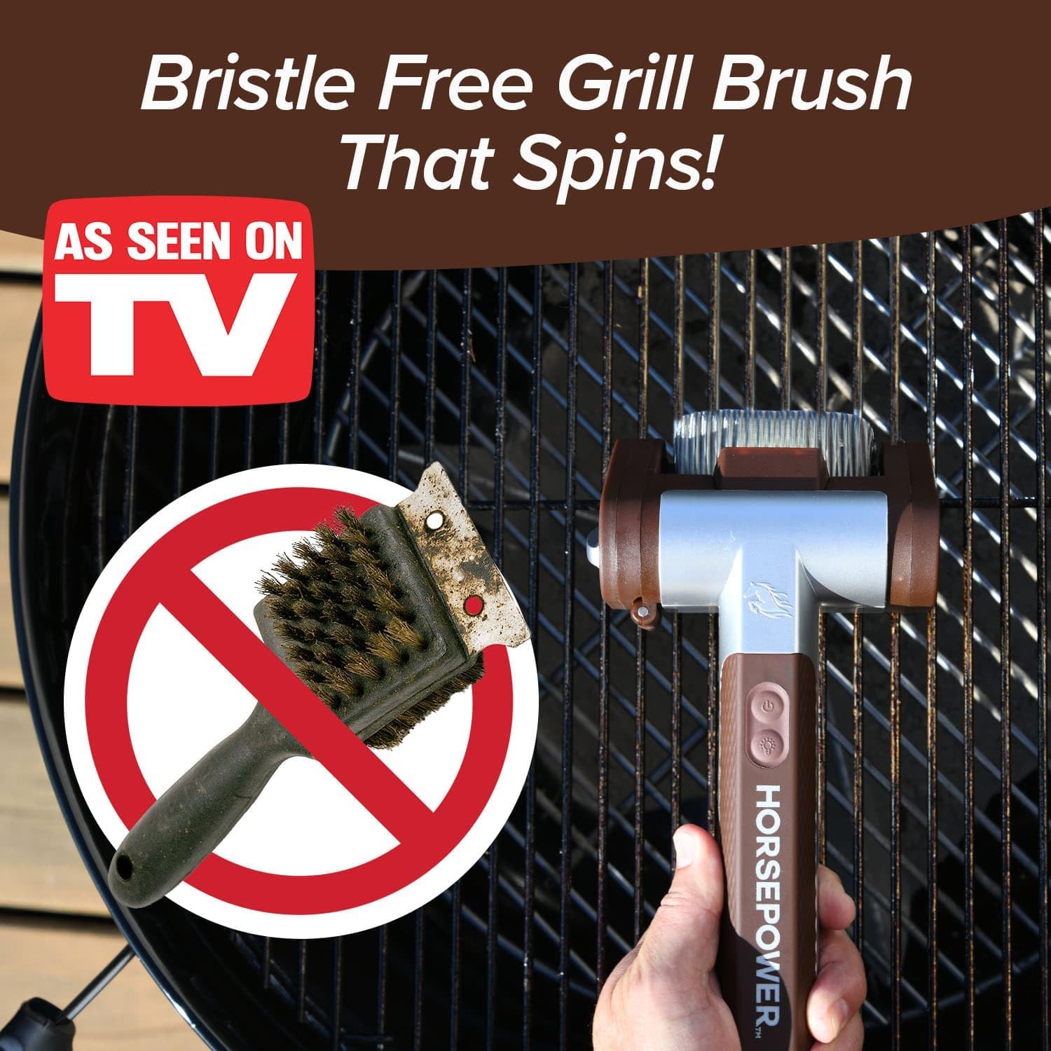 HorsePower Giddy Up Grill Cleaner AS-SEEN-ON-TV! – Cordless, Rechargeable BBQ Tool with 350 RPM Stainless Roller, LED Light – Patents Pending – From BulbHead, a Family-Owned American Brand2