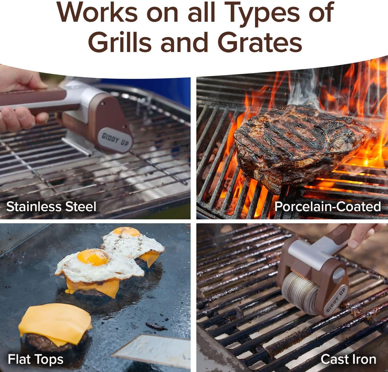HorsePower Giddy Up Grill Cleaner AS-SEEN-ON-TV! – Cordless, Rechargeable BBQ Tool with 350 RPM Stainless Roller, LED Light – Patents Pending – From BulbHead, a Family-Owned American Brand6