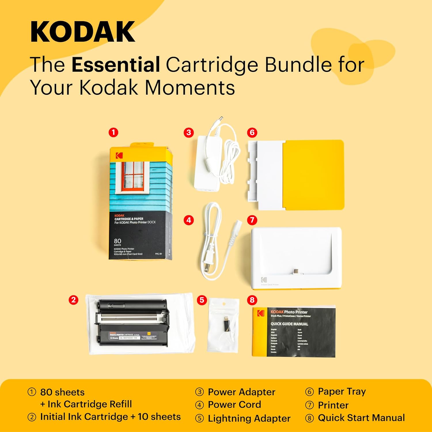 KODAK Dock Plus 4PASS Instant Photo Printer, 4x6 inches, 90 Sheets Bundle1