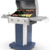 Kenmore 3-Burner Propane BBQ Grill, 30,000 BTUs Gas Grill with Cast Iron Cooking Grates, Folding Side Tables & Wheels, Outdoor Grill with Tool Hooks, Azure Blue