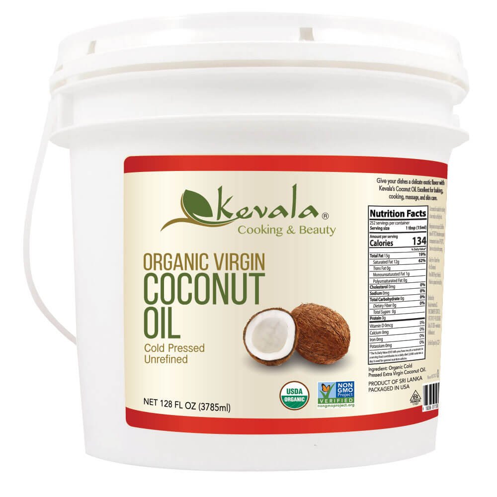Kevala Organic Virgin Coconut Oil - Coconut Oil Extra Virgin Organic – Unrefined Coconut Oil Cold Pressed – Coconut Oil for Skin and Hair - 128 fl oz Kevala Organic Virgin Coconut Oil - Coconut Oil Extra Virgin Organic – Unrefined Coconut Oil Cold Pressed – Coconut Oil for Skin and Hair - 128 fl oz