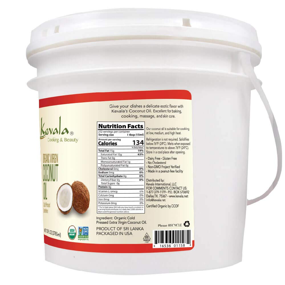 Kevala Organic Virgin Coconut Oil - Coconut Oil Extra Virgin Organic – Unrefined Coconut Oil Cold Pressed – Coconut Oil for Skin and Hair - 128 fl oz1