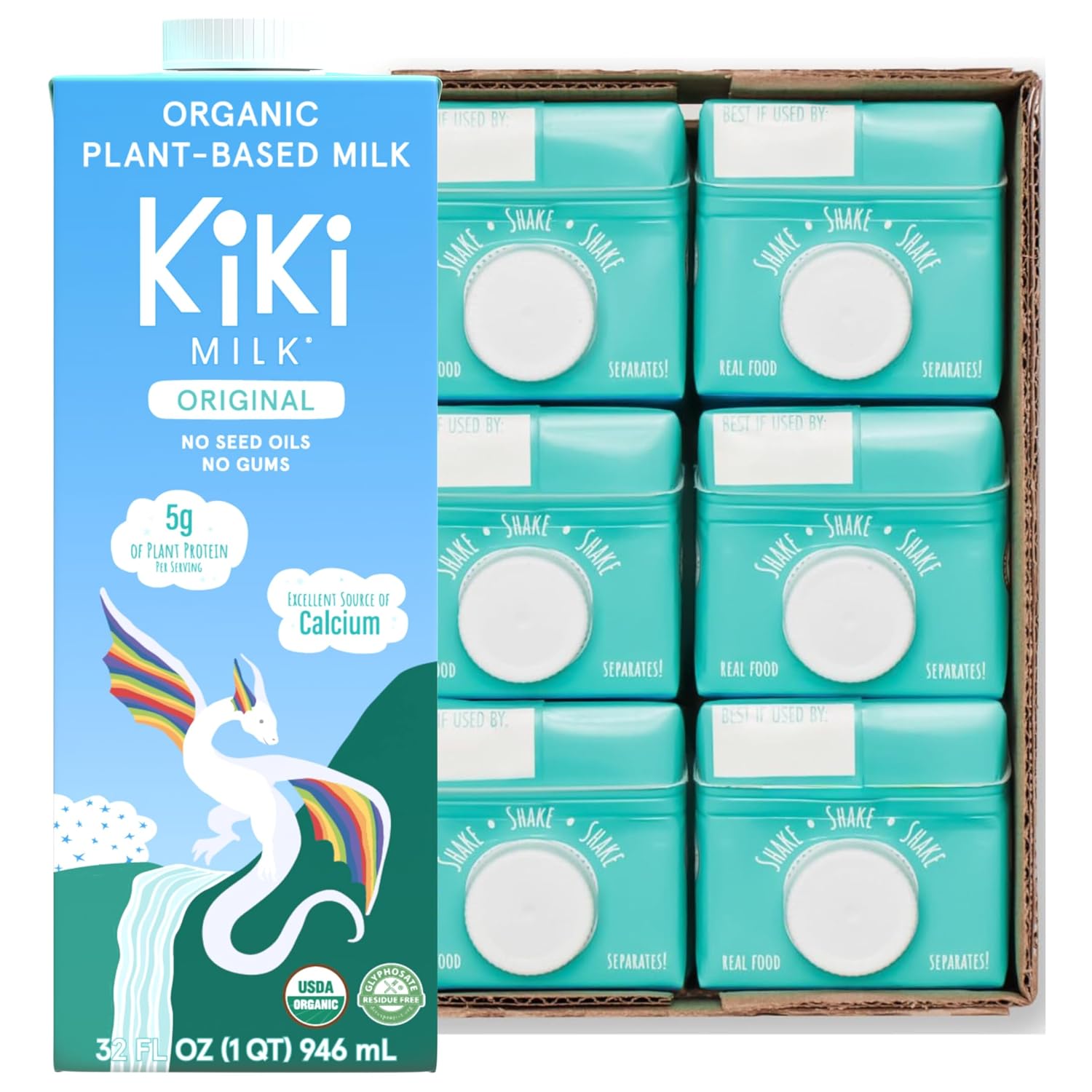 Kiki Milk Plant Based Milk - Organic Original Kiki Milk - Calcium & Magnesium Source - Gluten Free, Gum Free, GMO Free, Dairy Free, Soy Free, Glyphosate Free - Shelf Stable - (32 oz • Pack of 6) Kiki Milk Plant Based Milk - Organic Original Kiki Milk - Calcium & Magnesium Source - Gluten Free, Gum Free, GMO Free, Dairy Free, Soy Free, Glyphosate Free - Shelf Stable - (32 oz • Pack of 6)