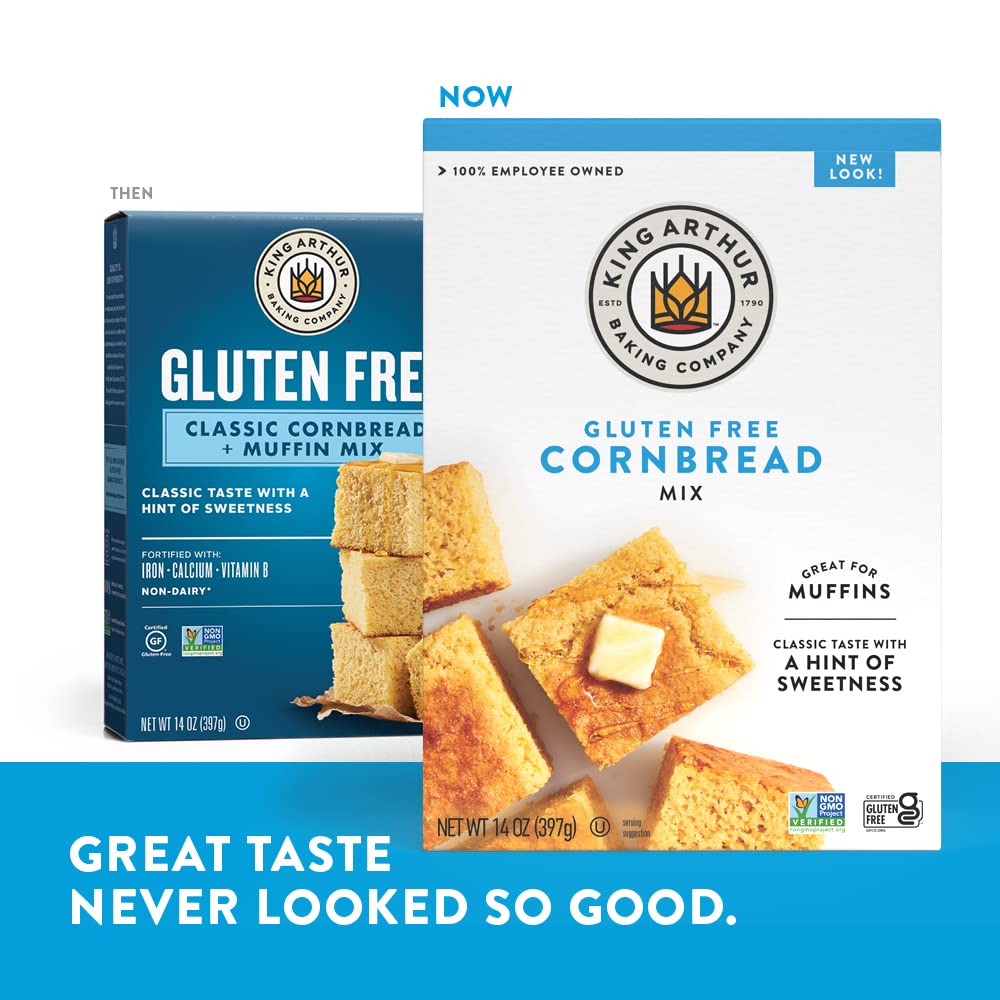 King Arthur Gluten Free Cornbread and Muffin Mix, 14 Ounces (Pack of 6)-