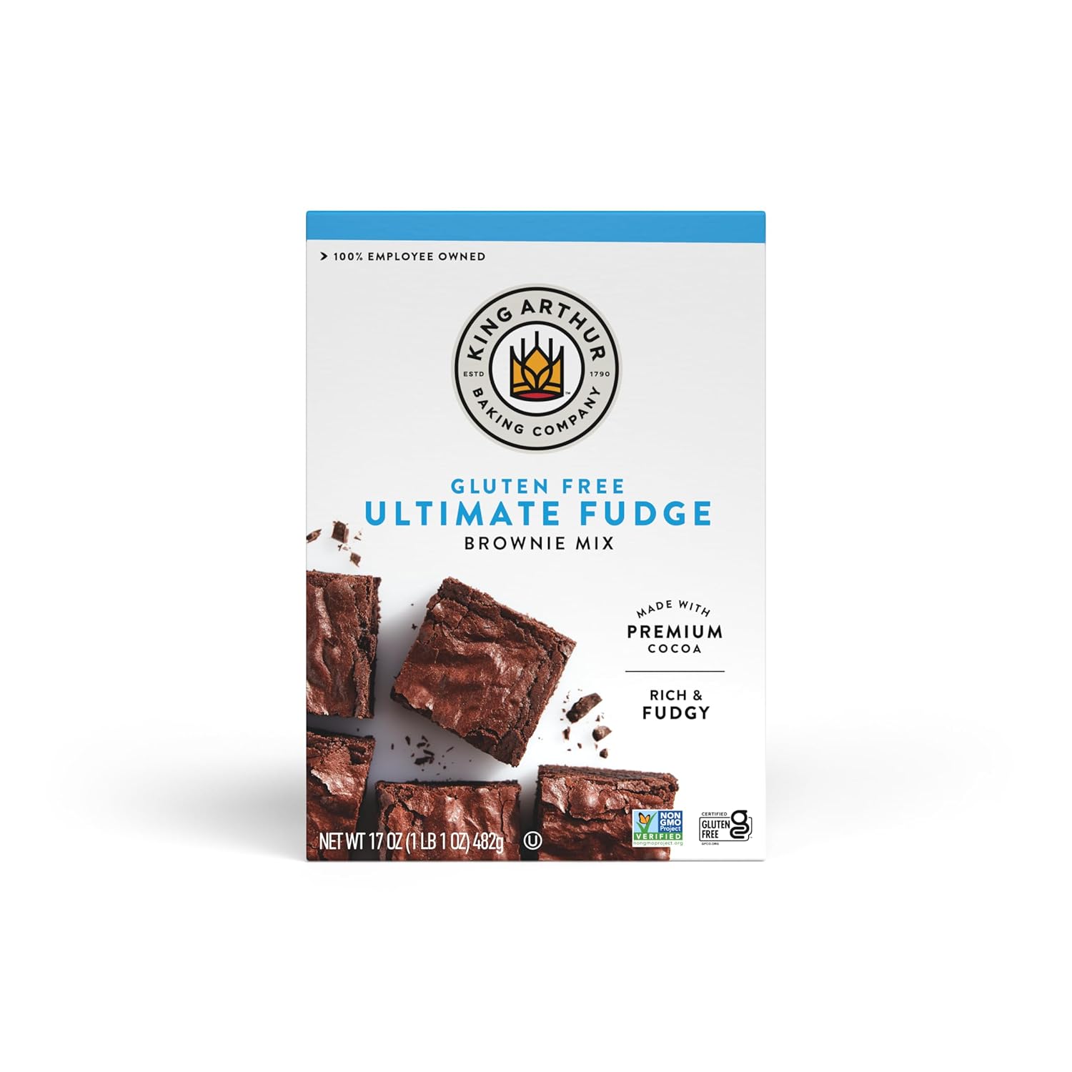 King Arthur, Gluten Free Fudge Brownie Mix, Gluten-Free, Non-GMO Project Verified, Certified Kosher, 17 Ounces (Pack of 6)6