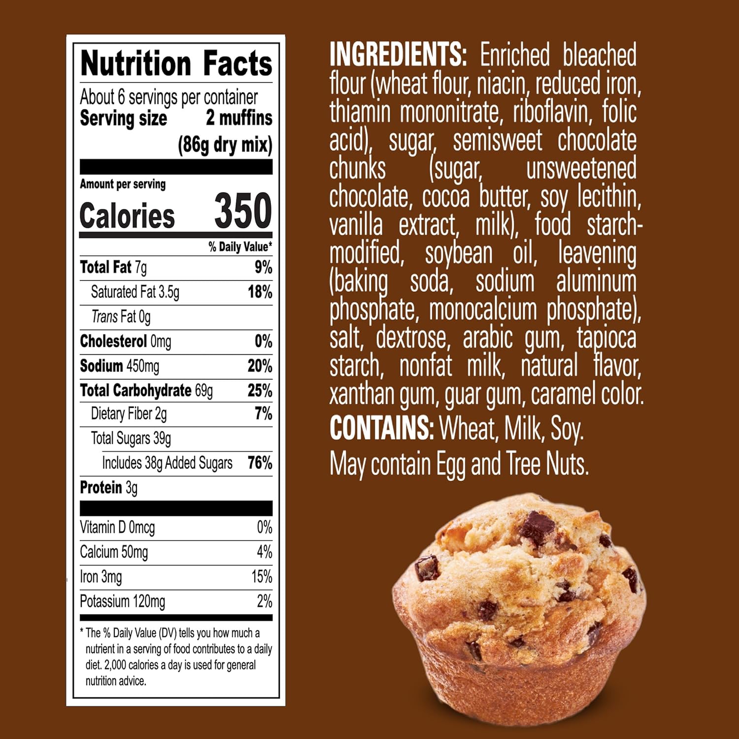 Krusteaz Chocolate Chunk Muffin Mix, With Real Chocolate, No Artificial Flavors or Preservatives, 18.25-ounce Boxes (Pack of 12)1
