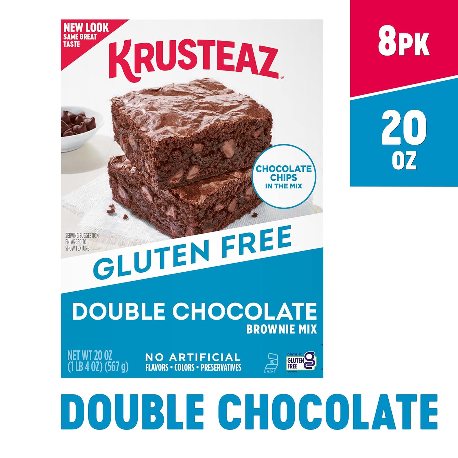 Krusteaz Gluten Free Double Chocolate Brownie Mix, Includes Chocolate Chips, Certified GF, Gluten Free Baking Mix, 20-ounce Boxes (Pack of 8)4