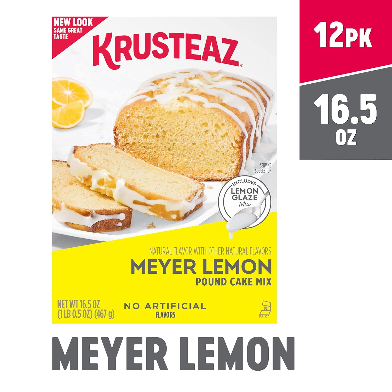Krusteaz Meyer Lemon Pound Cake and Glaze Mix, 16.5 oz Boxes (Pack of 12)4