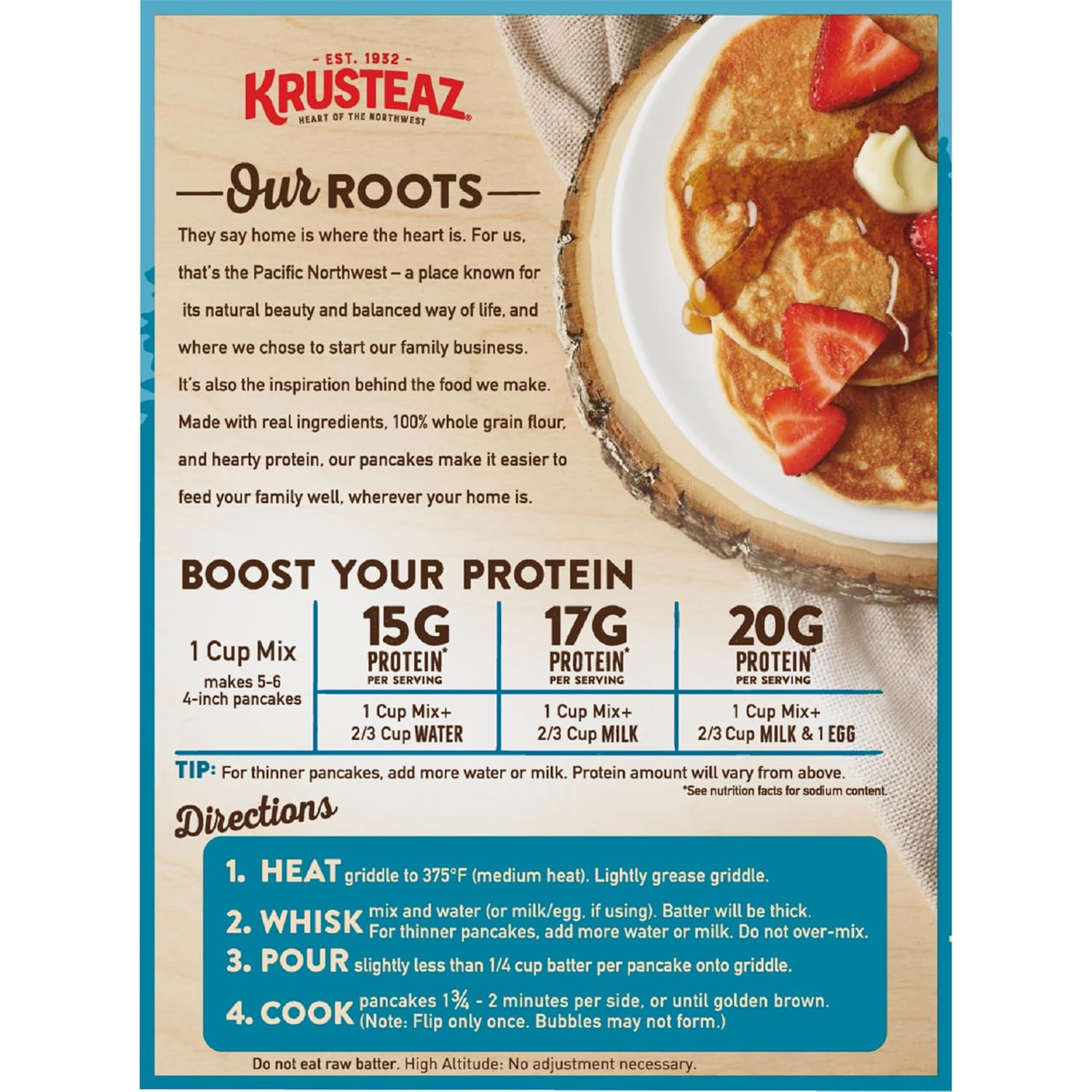 Krusteaz Protein Buttermilk Pancake and Waffle Mix, 15g Protein Per Serving, 20 oz Boxes (Pack of 8)2