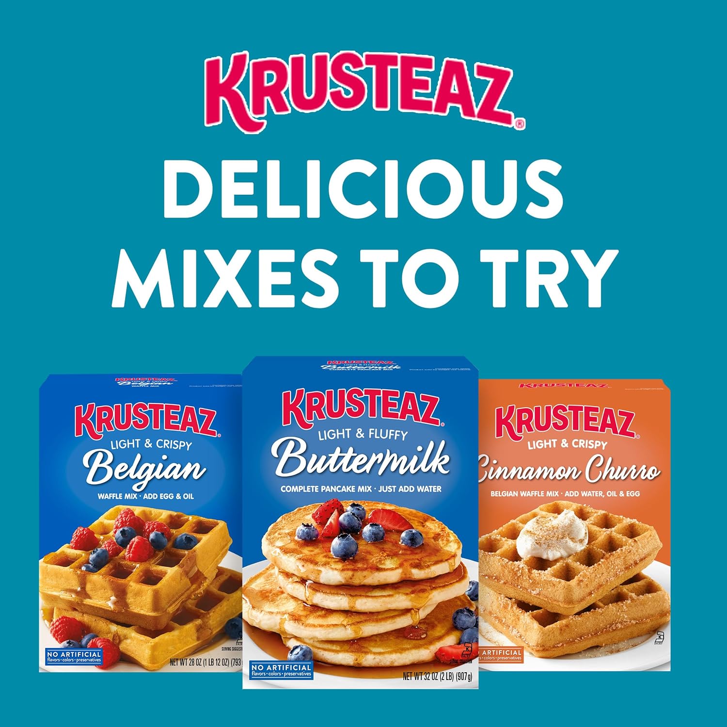 Krusteaz Protein Buttermilk Pancake and Waffle Mix, 15g Protein Per Serving, 20 oz Boxes (Pack of 8)245