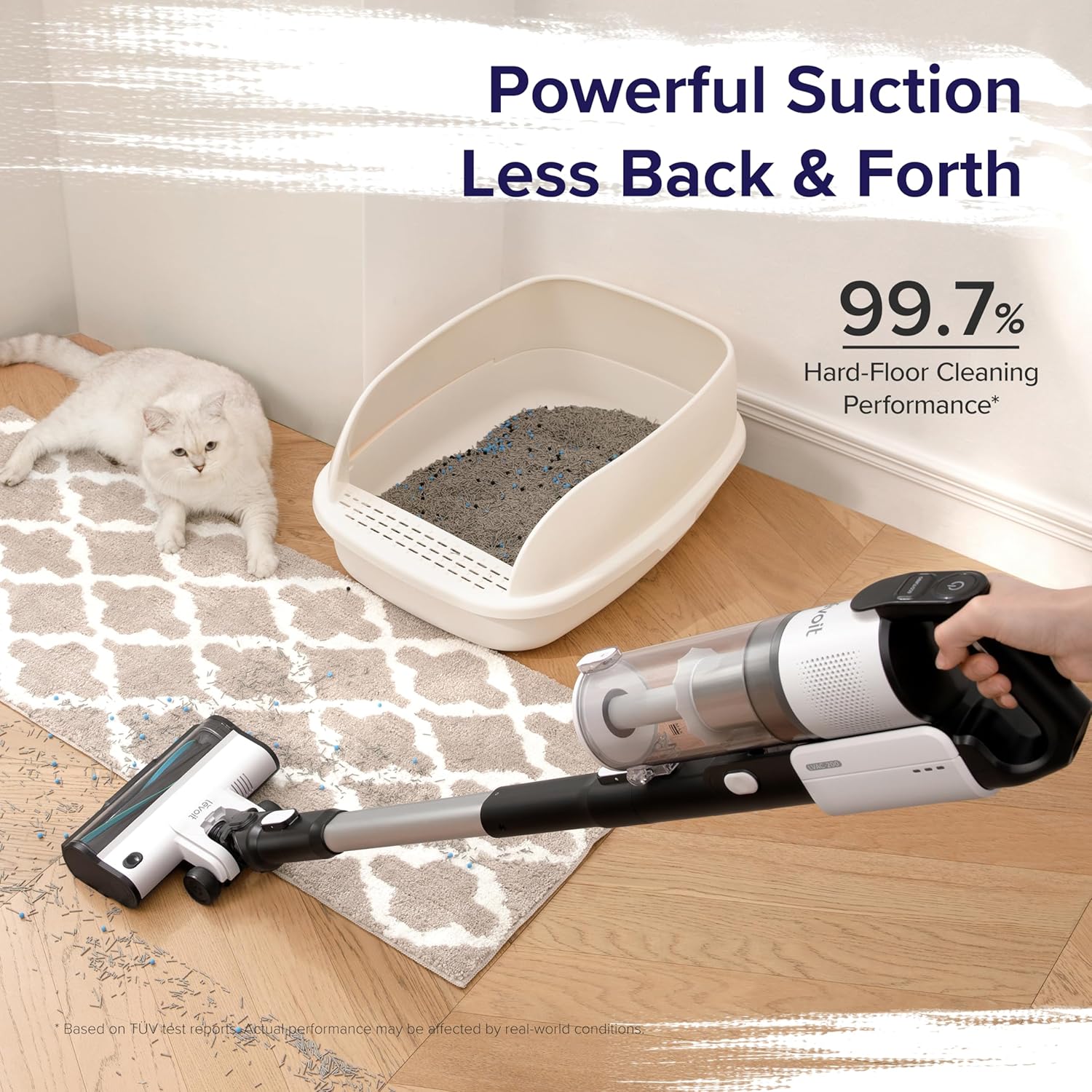 LEVOIT Cordless Vacuum Cleaner, Stick Vac with Tangle-Resistant Design, Up to 50 Minutes, Powerful Suction, Rechargeable, Lightweight, and Versatile for Carpet, Hard Floor, Pet Hair, LVAC-20011