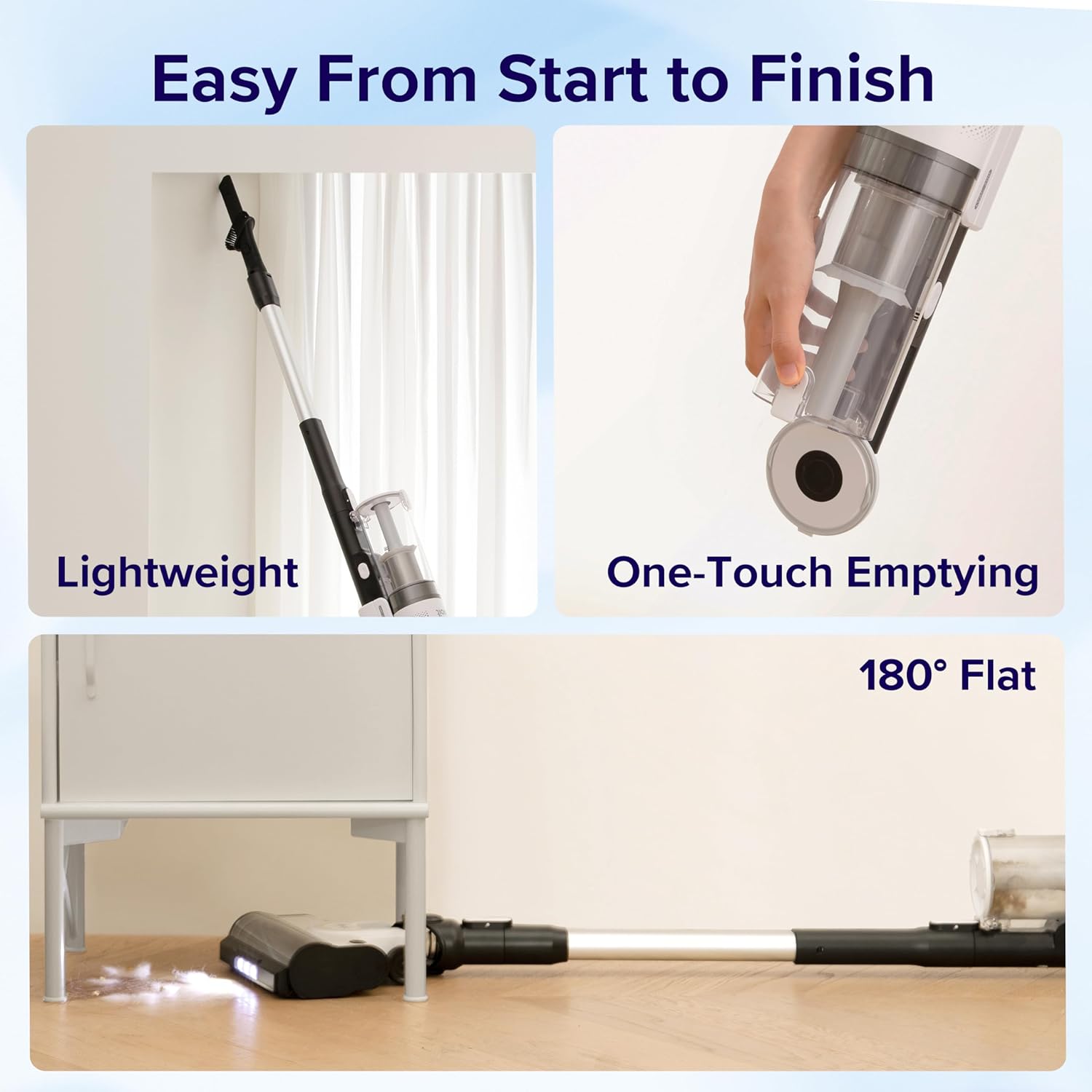 LEVOIT Cordless Vacuum Cleaner, Stick Vac with Tangle-Resistant Design, Up to 50 Minutes, Powerful Suction, Rechargeable, Lightweight, and Versatile for Carpet, Hard Floor, Pet Hair, LVAC-20014