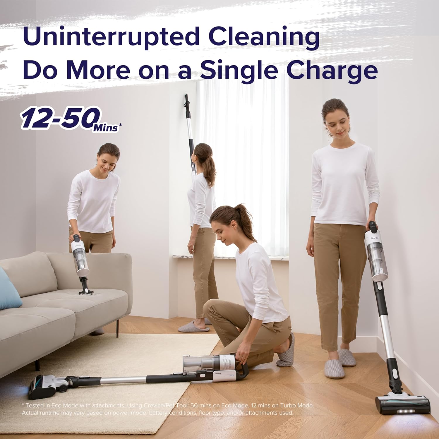 LEVOIT Cordless Vacuum Cleaner, Stick Vac with Tangle-Resistant Design, Up to 50 Minutes, Powerful Suction, Rechargeable, Lightweight, and Versatile for Carpet, Hard Floor, Pet Hair, LVAC-2004
