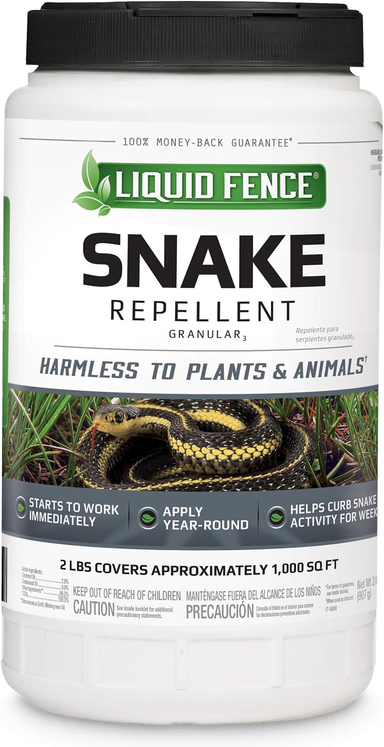 Liquid Fence Snake Repellent Granules, Safe Around Kids and Pets When Used & Stored as Directed, Keep Snakes Out of Garden, Patio and Backyard, 2 lb Liquid Fence Snake Repellent Granules, Safe Around Kids and Pets When Used & Stored as Directed, Keep Snakes Out of Garden, Patio and Backyard, 2 lb
