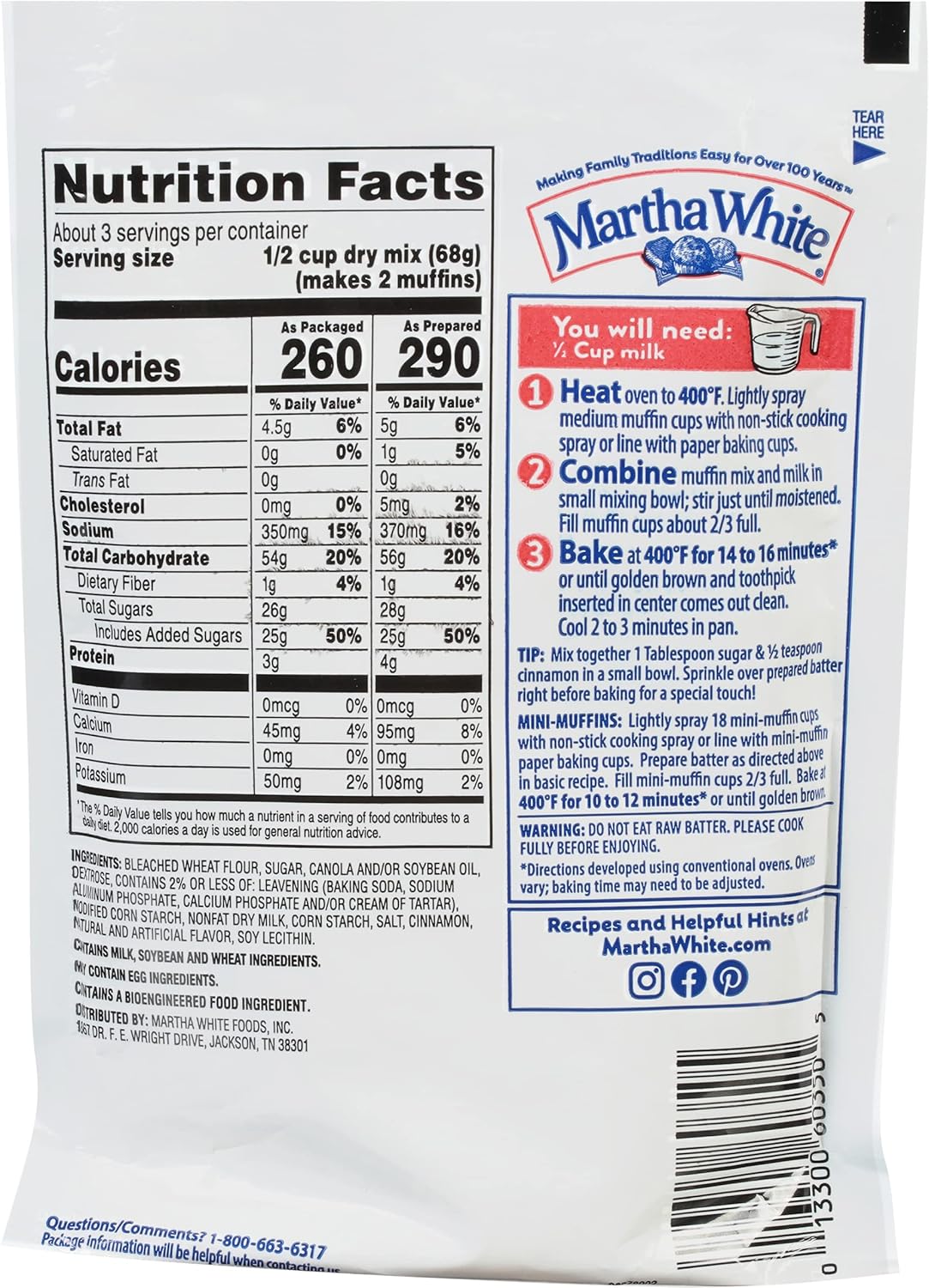 Martha White Muffin Mix Sampler Variety Pack, Pack of 12, Chocolate Chip, Blueberry, Strawberry, Cinnamon Sugar, Wildberry, Just Add Milk1
