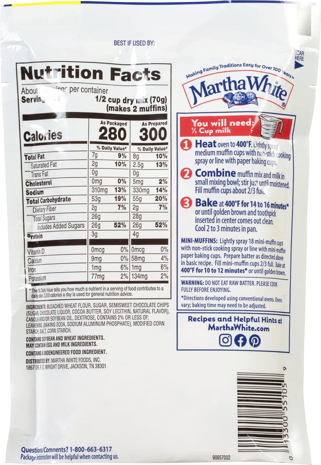 Martha White Muffin Mix Sampler Variety Pack, Pack of 12, Chocolate Chip, Blueberry, Strawberry, Cinnamon Sugar, Wildberry, Just Add Milk9