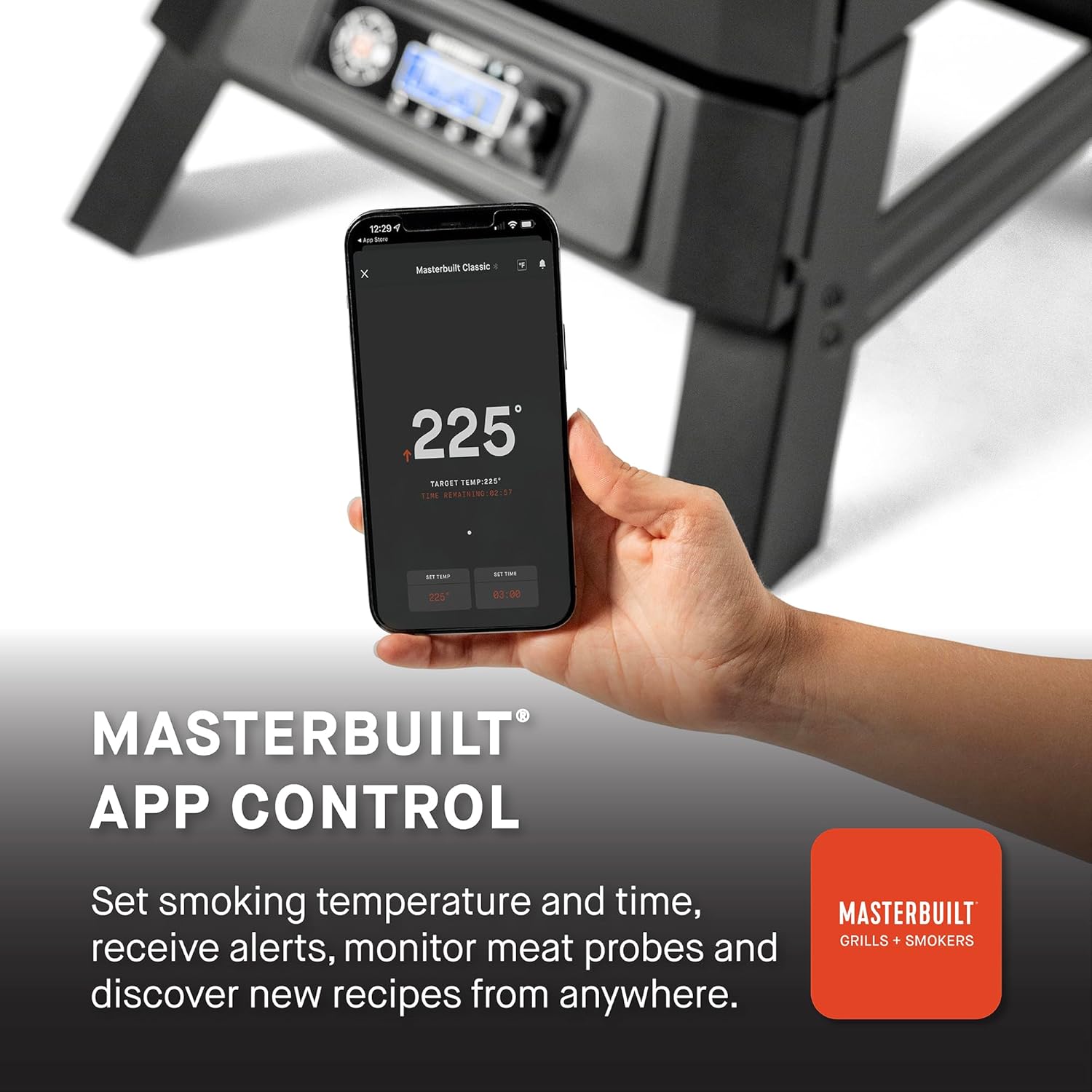 Masterbuilt®710 WiFi Digital Smoker, Vertical Design, 711 Cooking Sq. Inches, 4 Chrome Coated Smoking Racks, Wood Chip Loader, Electric Fuel Source to Plug in and Start Cooking, Black Model MB200709242