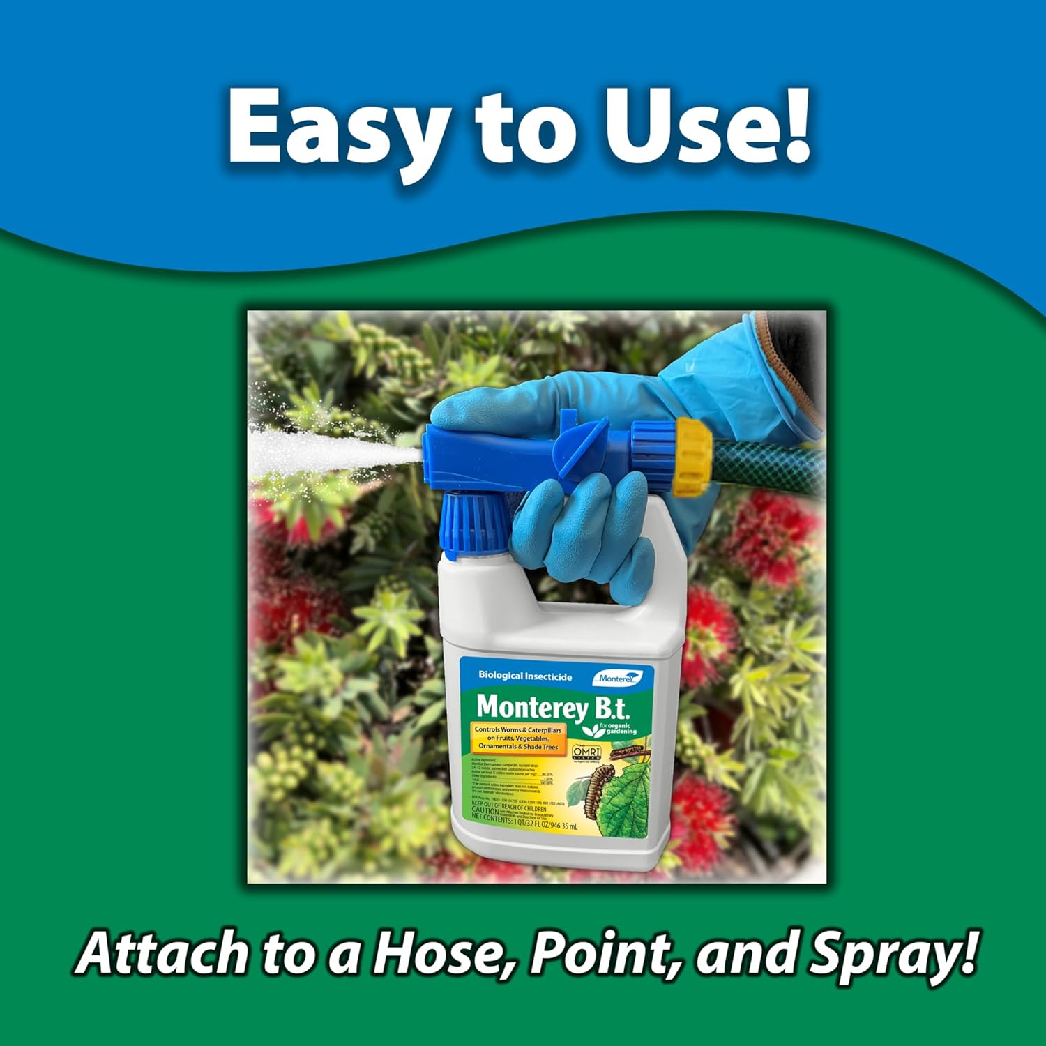 Monterey BT - Ready to Spray Bacillus Thuringiensis for Organic Worm and Caterpillar Control - 31oz5