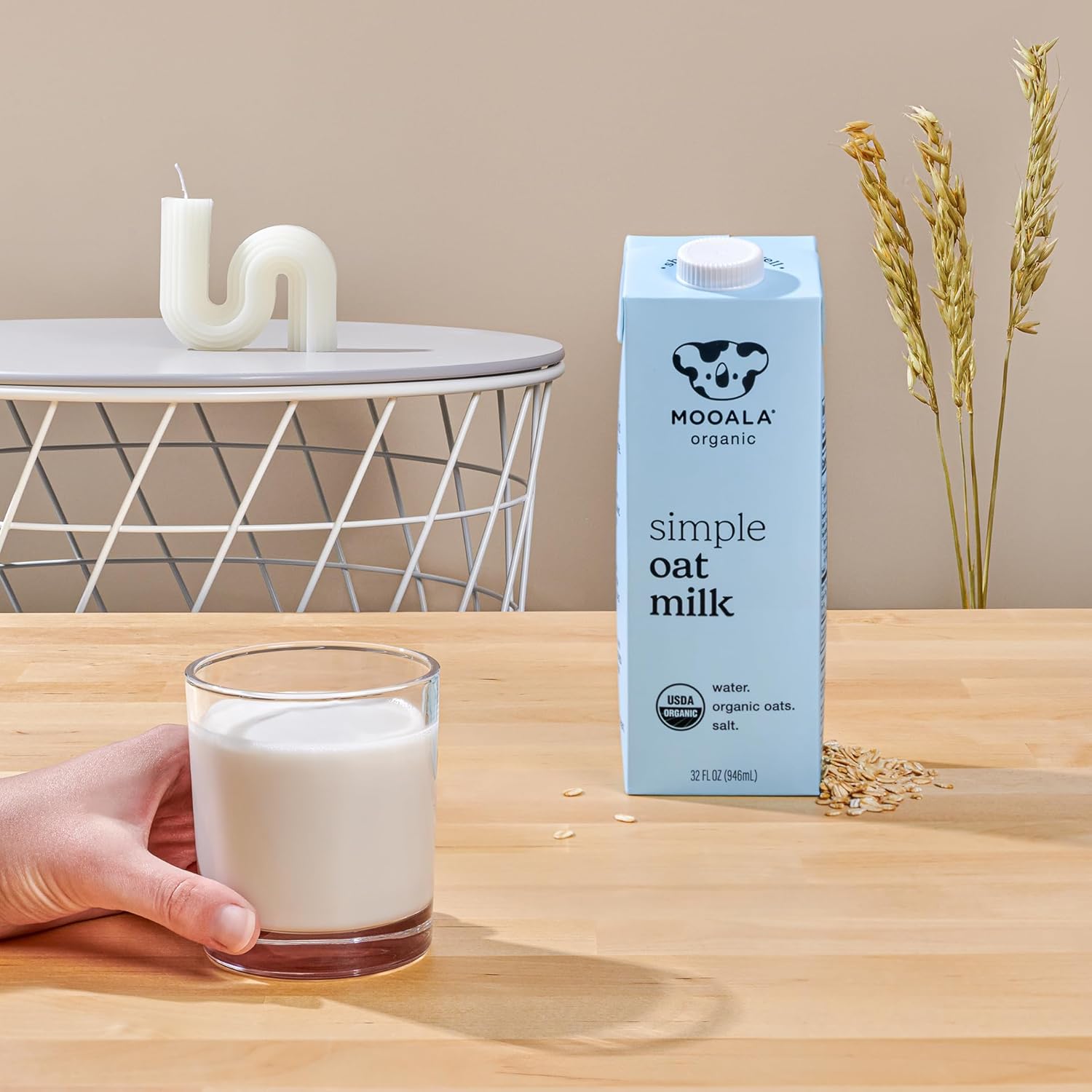 Mooala Organic Simple Oat Milk, 32oz - 3 Ingredient, Shelf Stable, No Gums, No Oils, No Fillers, Non-GMO, No Additives, Dairy Free Plant Based Milk, 6 pack45