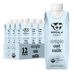 Mooala Organic Simple Oatmilk -Shelf Stable Single Serve Cartons, 3 Ingredients, No Gums, No Oil, No Fillers Unsweetened, Dairy Free Milk, On The Go 12 Pack