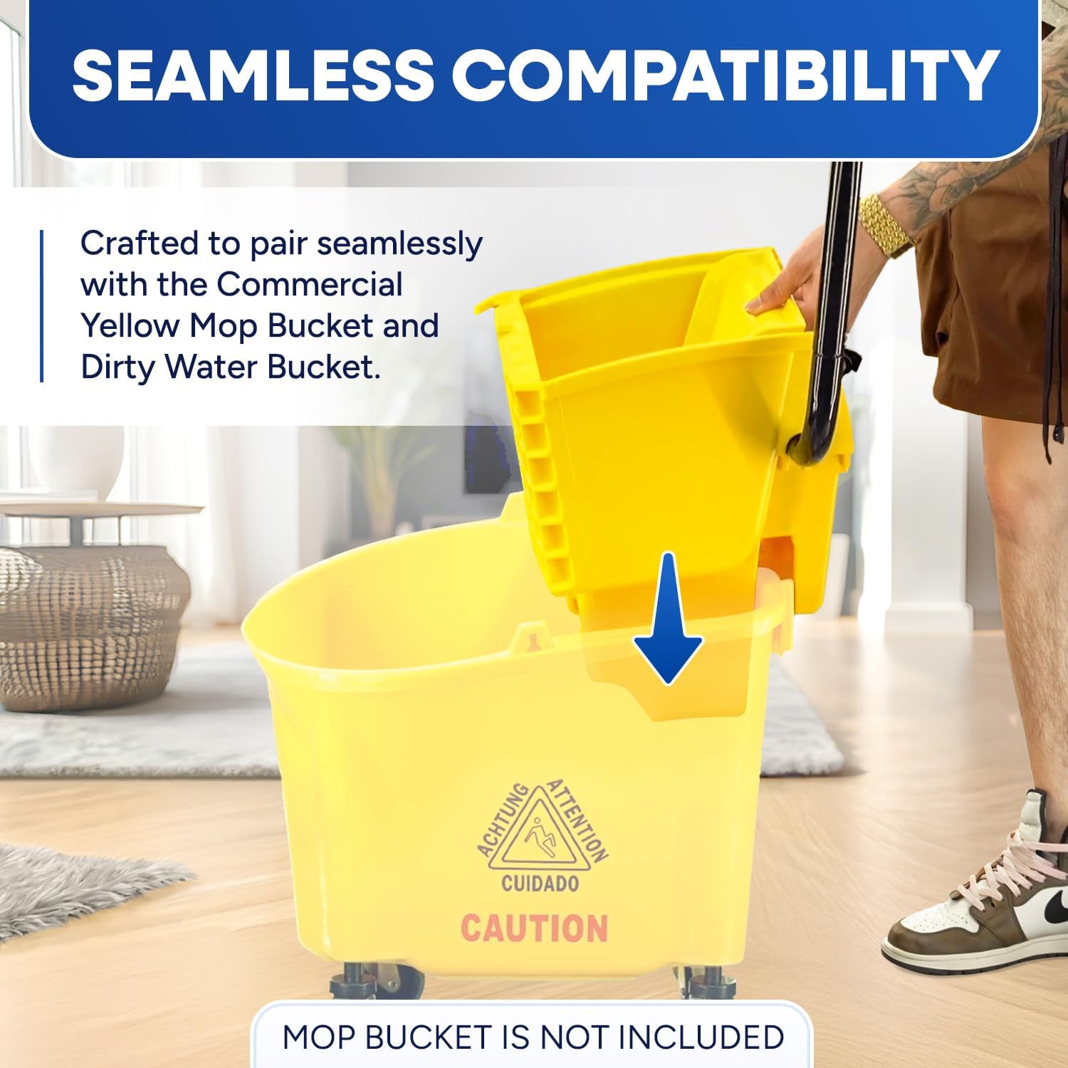 Mop Wringer Only Side Press Wringer Replacement for Commercial Mop Bucket on Wheels - 26-Quart or 35 Quart, Yellow0