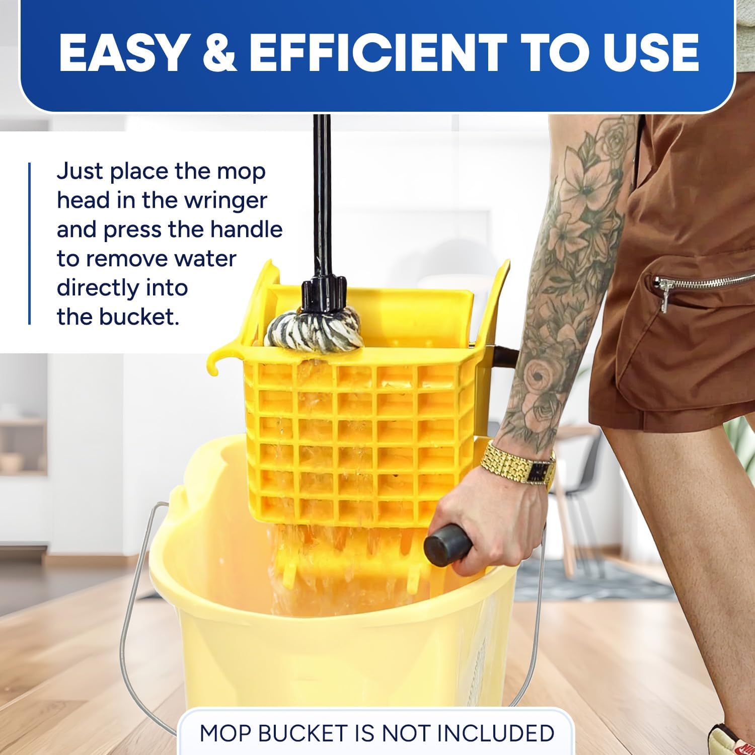 Mop Wringer Only Side Press Wringer Replacement for Commercial Mop Bucket on Wheels - 26-Quart or 35 Quart, Yellow7