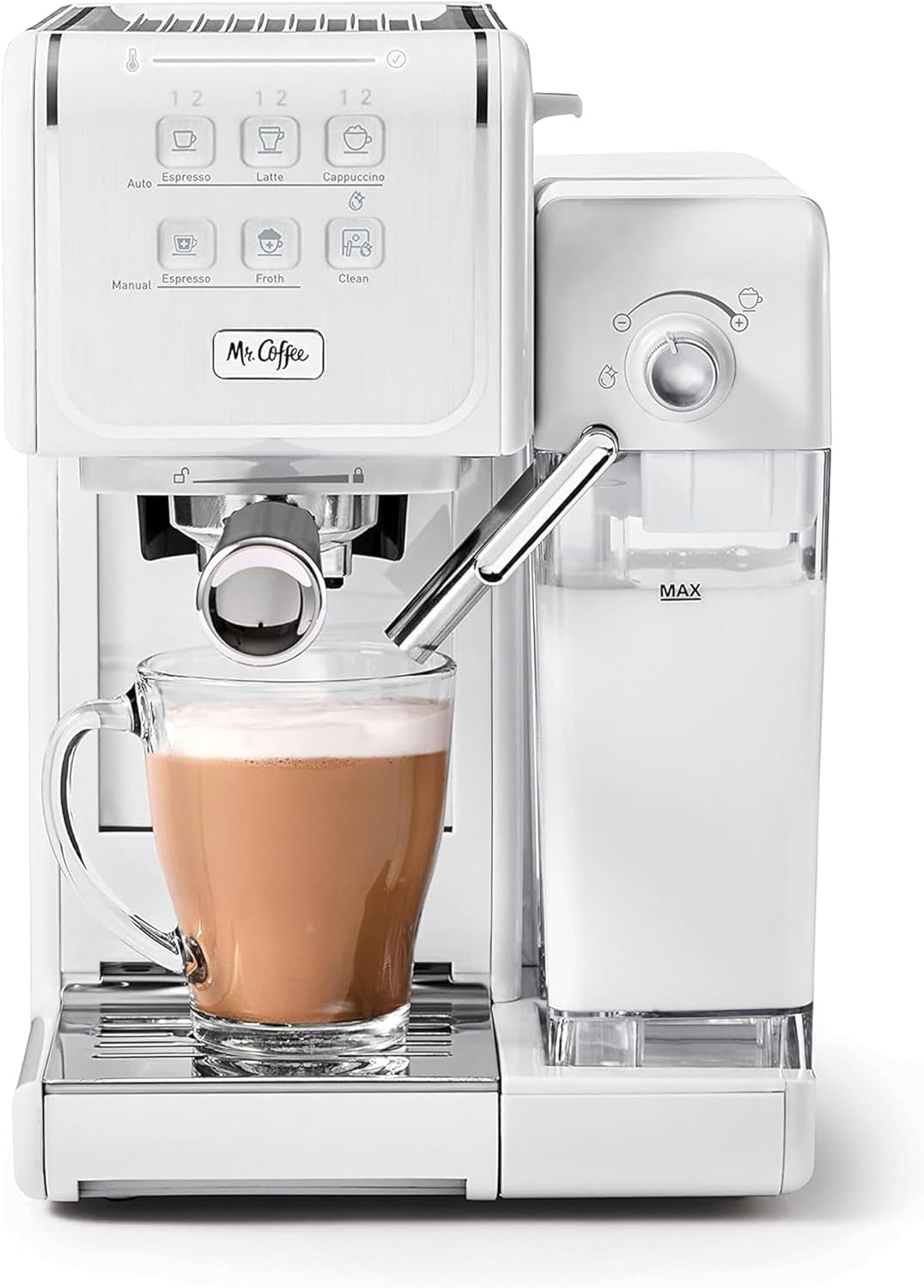 Mr. Coffee One-Touch CoffeeHouse - Espresso, Cappuccino, and Latte Maker, with Easy Serving Espresso (ESE) Pod compatibility - White Mr. Coffee One-Touch CoffeeHouse - Espresso, Cappuccino, and Latte Maker, with Easy Serving Espresso (ESE) Pod compatibility - White