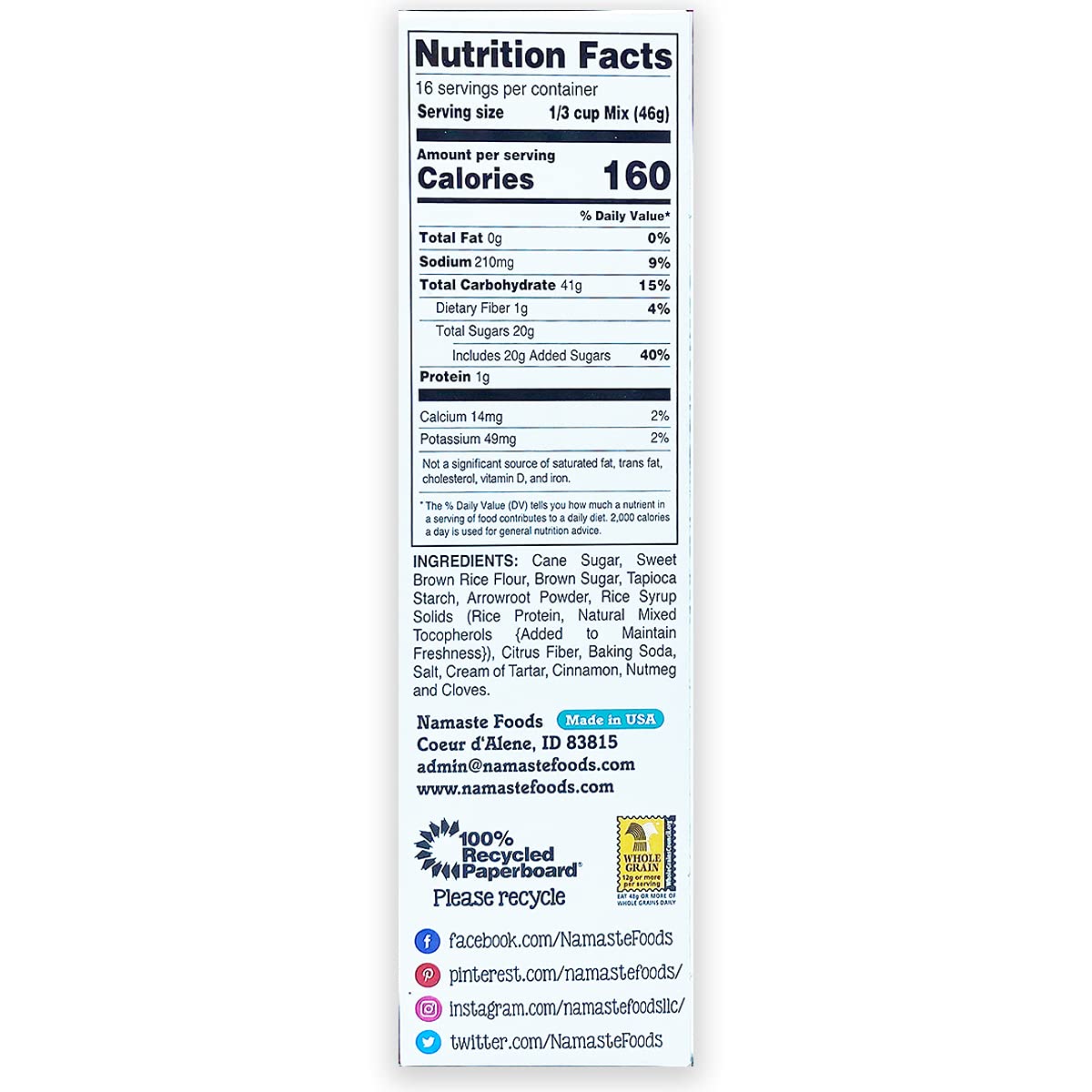 Namaste Foods, Gluten Free Spice Cake Mix, Allergen-Free,26 Oz (Pack of 6)18