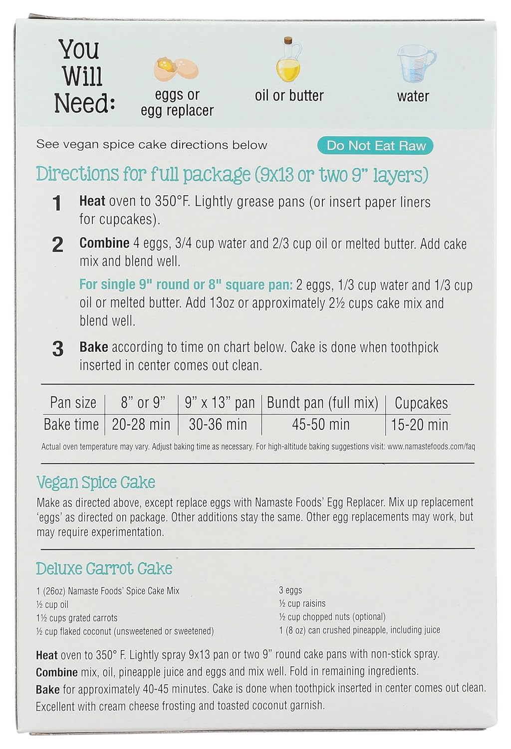 Namaste Foods, Gluten Free Spice Cake Mix, Allergen-Free,26 Oz (Pack of 6)8