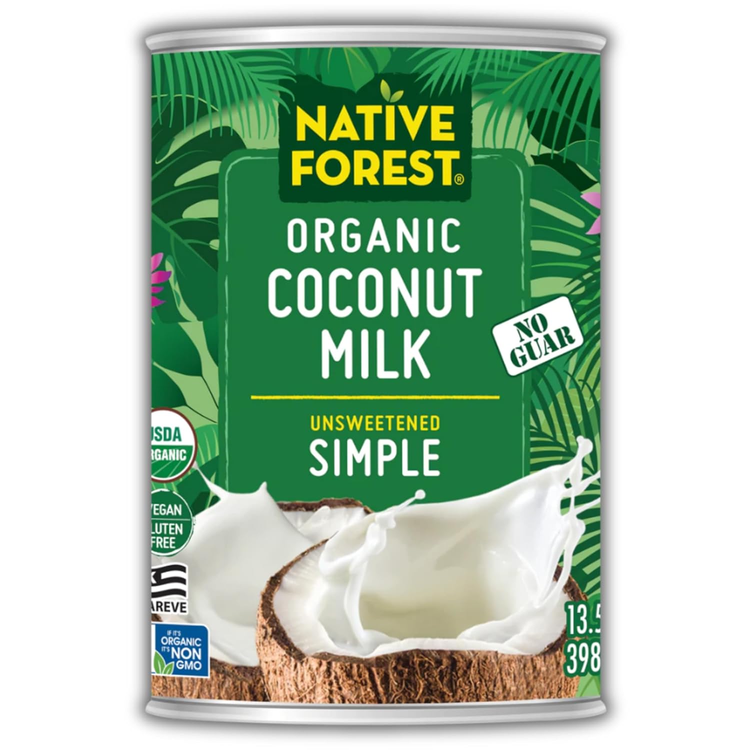 Native Forest Organic Unsweetened Coconut Milk, Canned Coconut Milk, No Guar Gum, Non-GMO Project Verified, USDA Organic, Simple, 13.5 Fl Oz (Pack of 12) Native Forest Organic Unsweetened Coconut Milk, Canned Coconut Milk, No Guar Gum, Non-GMO Project Verified, USDA Organic, Simple, 13.5 Fl Oz (Pack of 12)