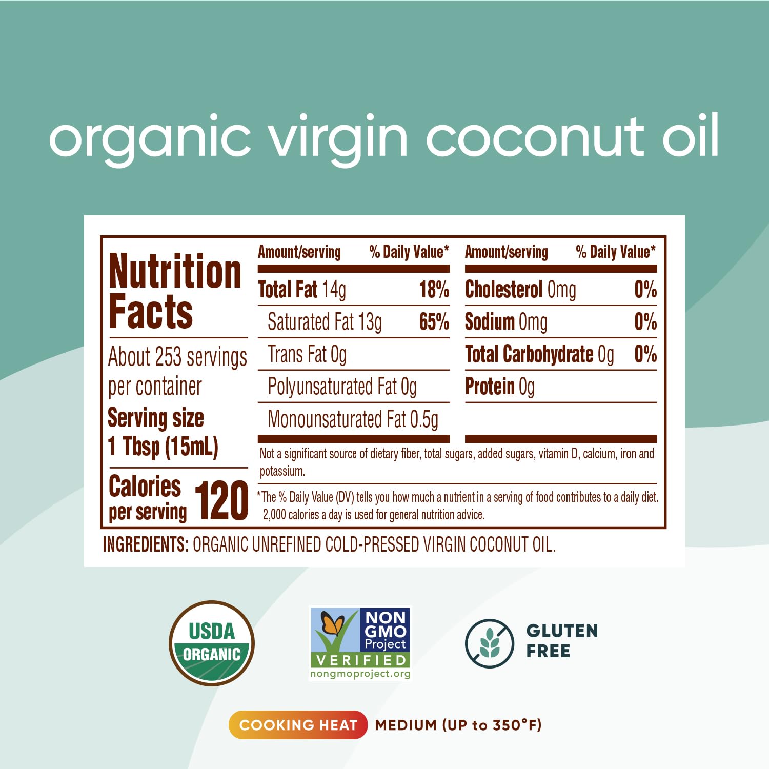Nutiva Organic Cold-Pressed Virgin Coconut Oil, 1 Gallon, USDA Organic, Non-GMO, Whole 30 Approved, Vegan, Keto, Fresh Flavor and Aroma for Cooking & Healthy Skin and Hair1