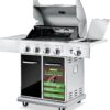NutriChef Heavy-Duty 5-Burner Propane Gas Grill - Stainless Steel Grill, 4 Main Burner with 1 side burner, 52,000 BTU Grilling Capacity, Electronic Ignition System, Built-in Thermometer - NCGRIL2