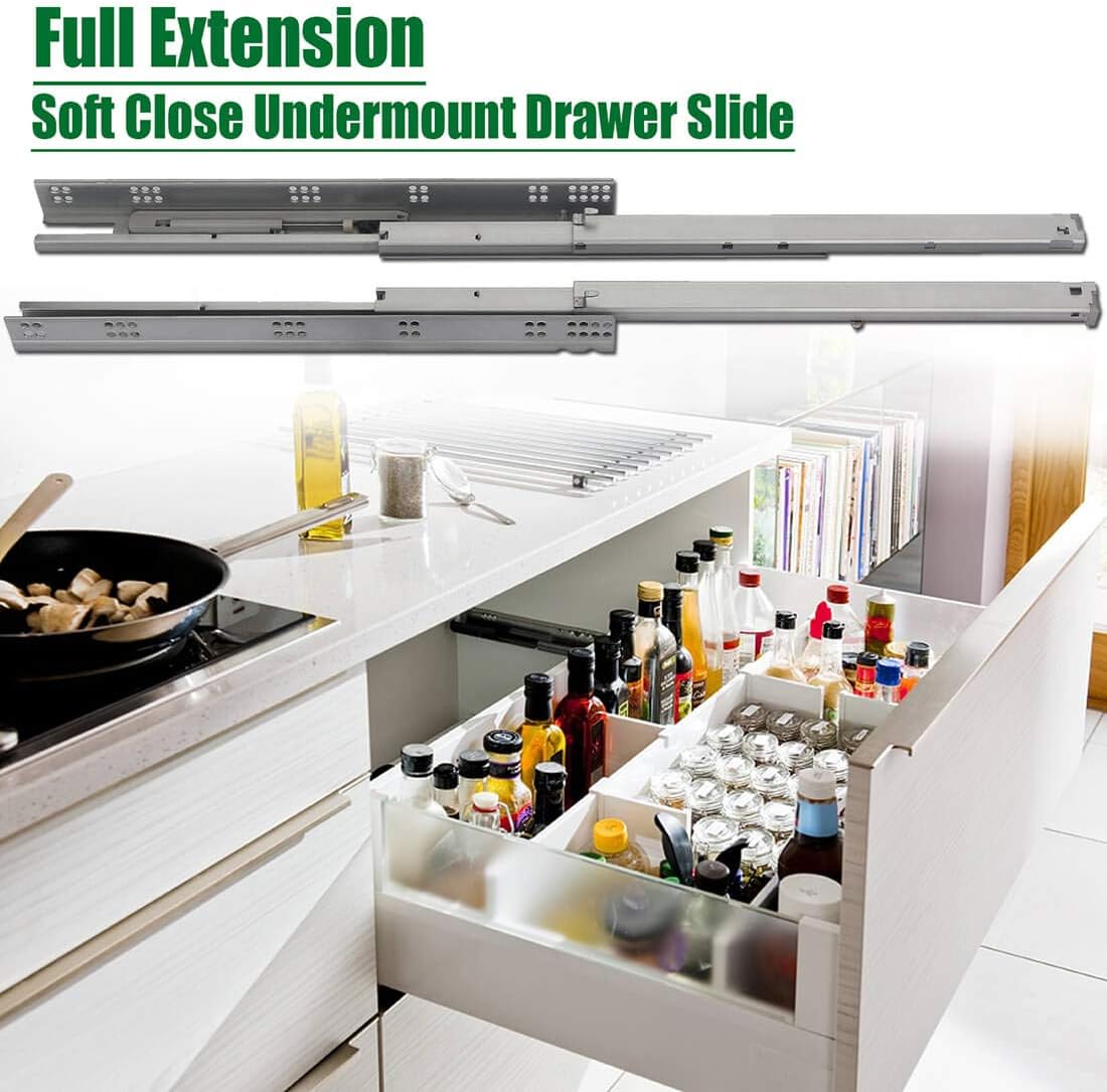 OCG Soft Close Undermount Drawer Slides 21 inch (6 Pairs), Full Extension Concealed Drawer Runners, Come with Mounting Screws and Brackets1