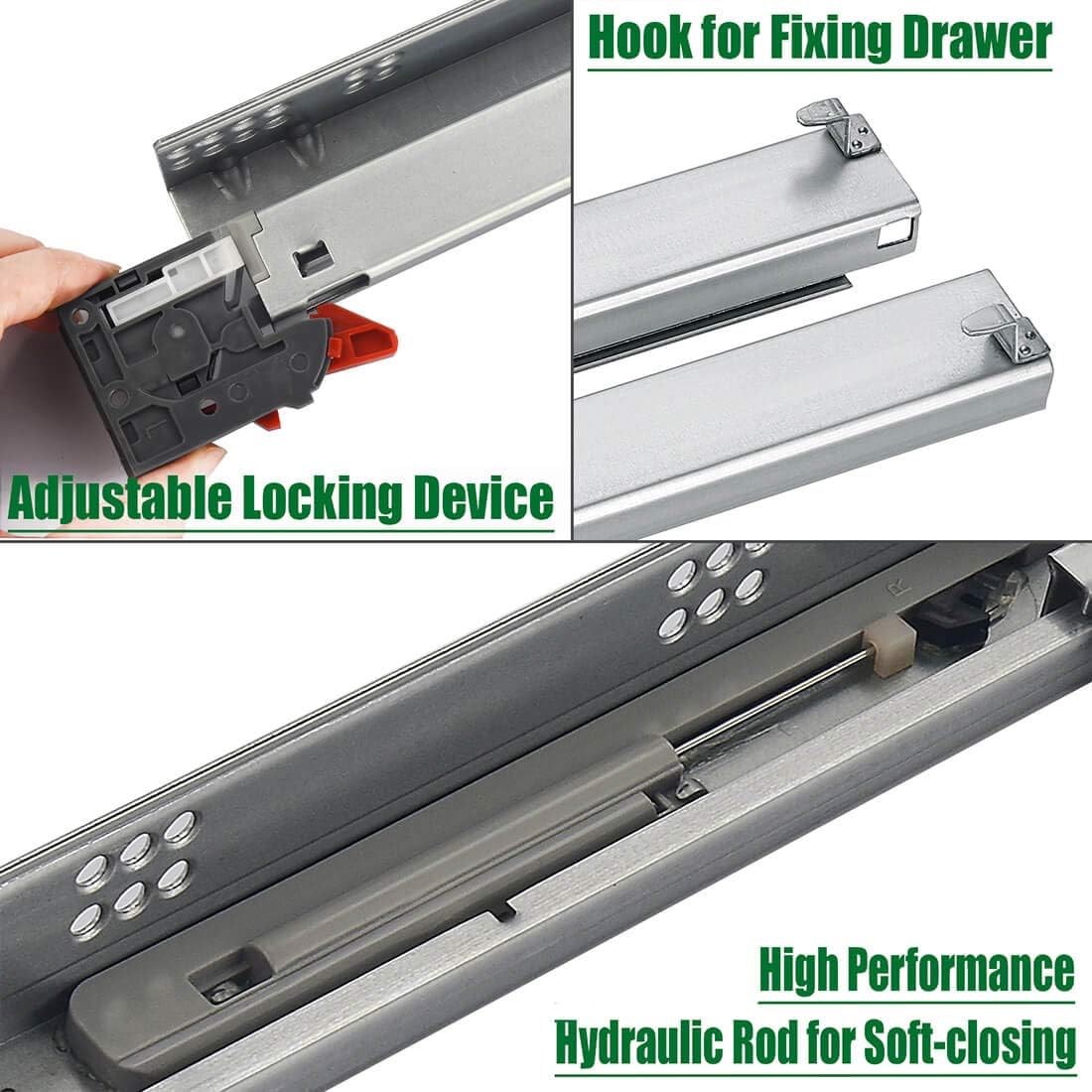 OCG Soft Close Undermount Drawer Slides 21 inch (6 Pairs), Full Extension Concealed Drawer Runners, Come with Mounting Screws and Brackets3