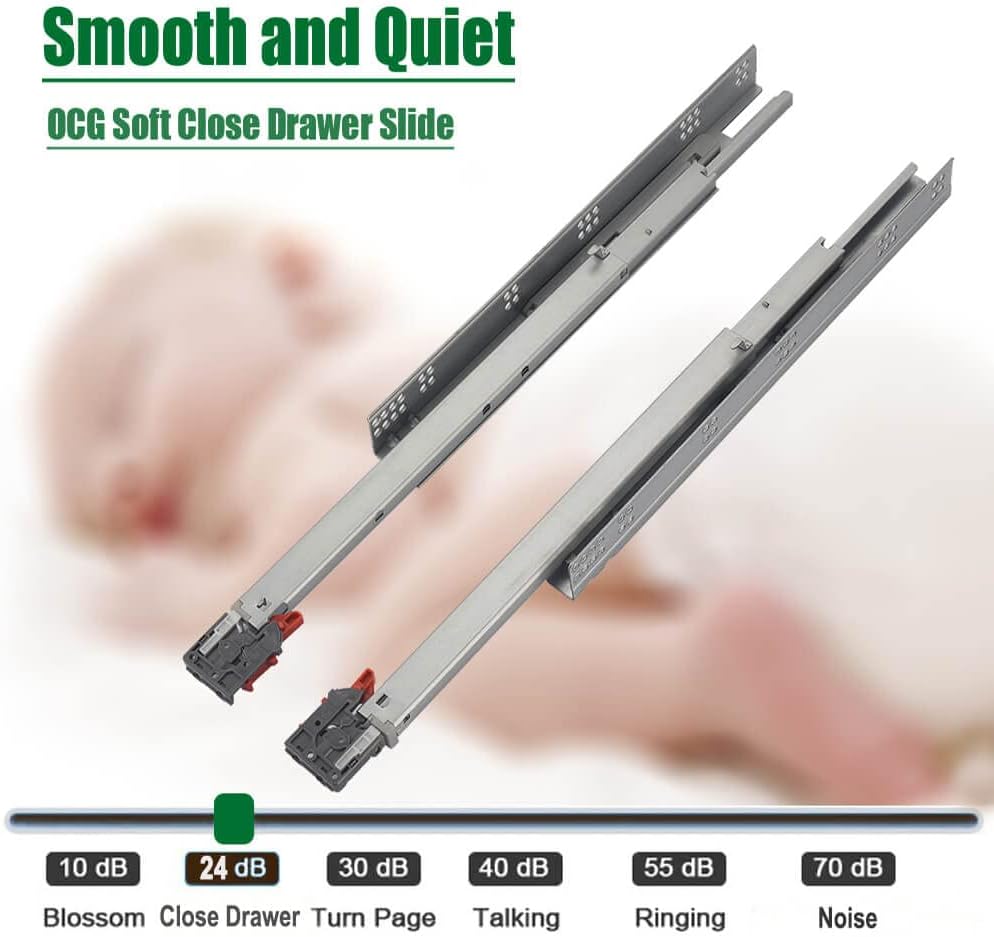 OCG Undermount Drawer Slides 18 inch (6 Pairs), Full Extension Soft Close Concealed Drawer Runners, Come with Mounting Screws and Brackets1
