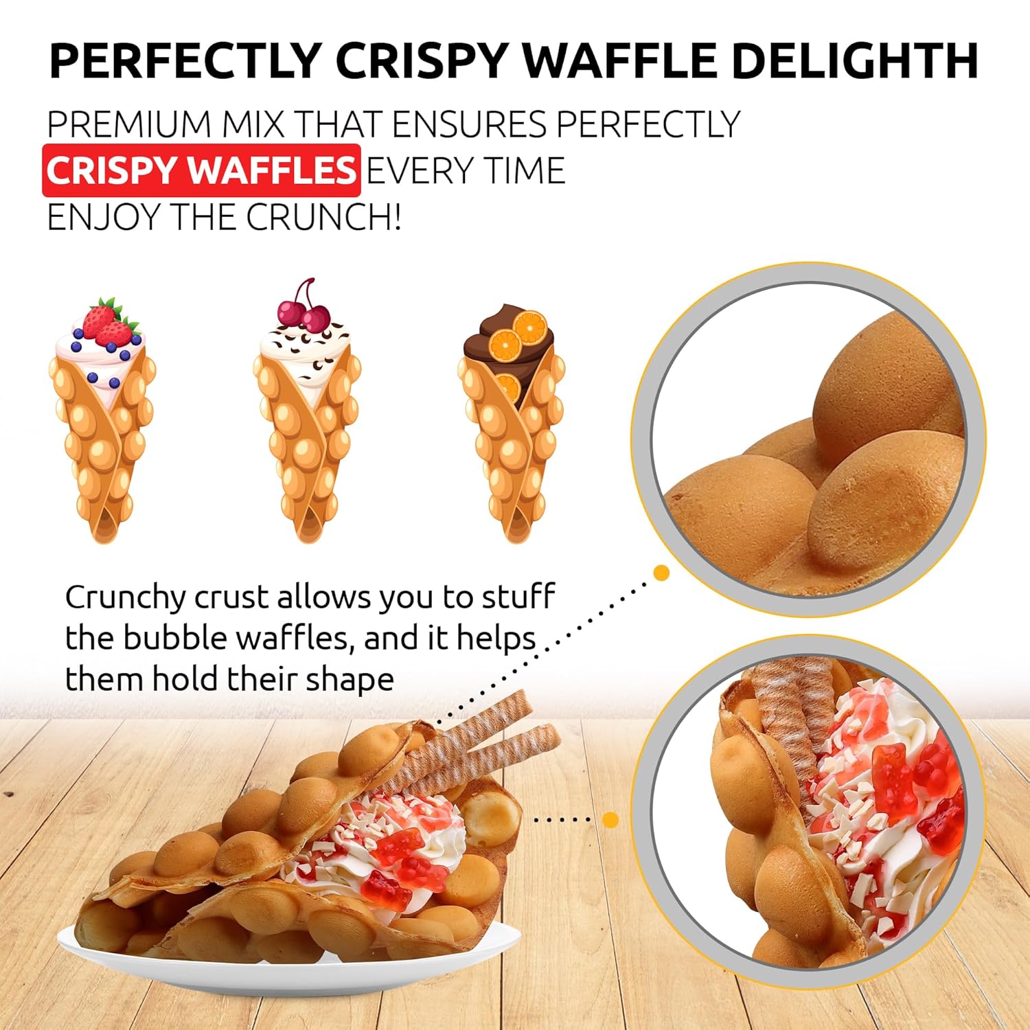 OldSoul Professional Bubble Waffle Mix Crispy Vanilla Flavor Egg Waffle Mix 28 Waffles (5 Lbs, Traditional)3