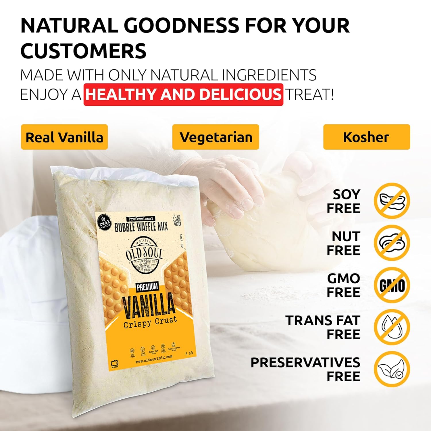 OldSoul Professional Bubble Waffle Mix Crispy Vanilla Flavor Egg Waffle Mix 28 Waffles (5 Lbs, Traditional)6